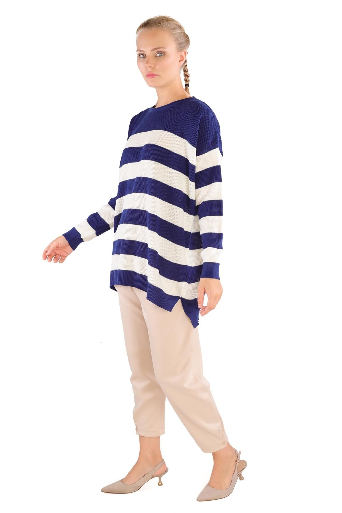 Laci Bisiklet Yaka Çizgili Tunik 5380