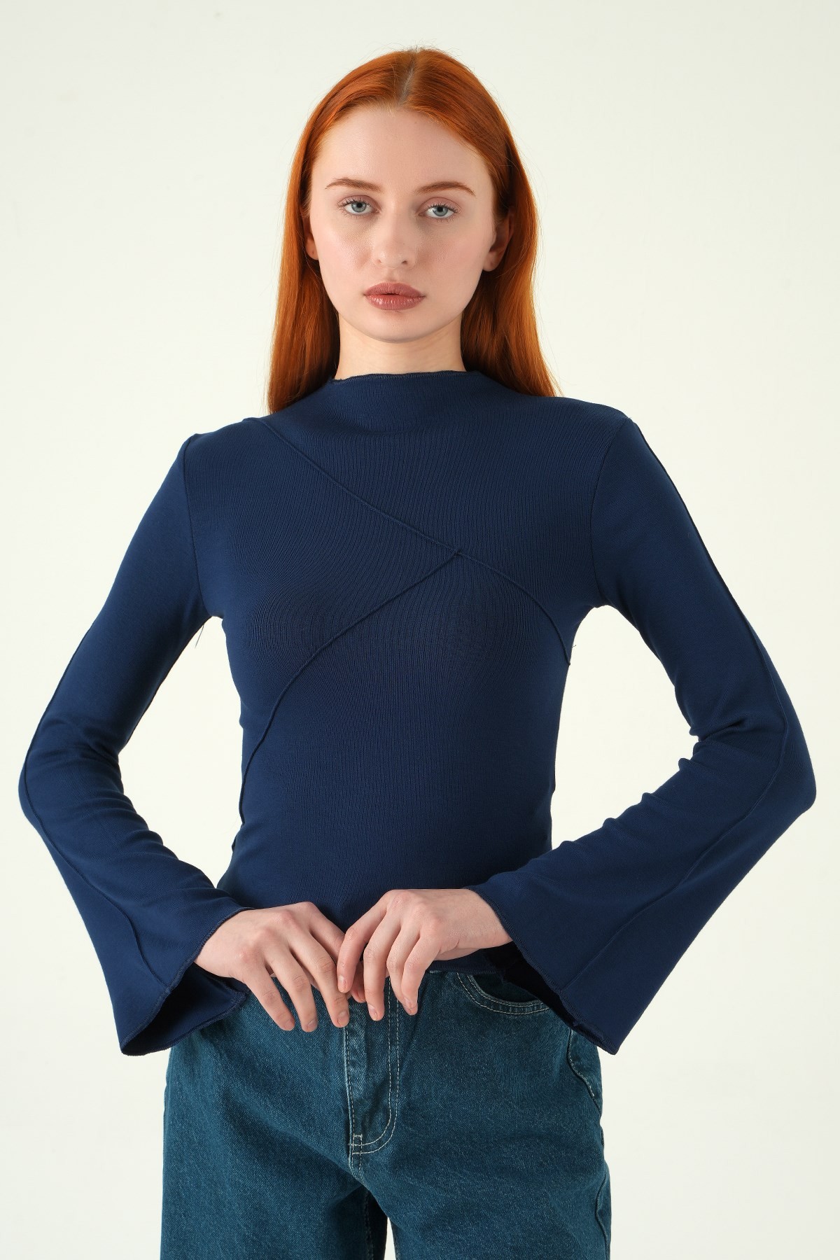 Laci Bisiklet Yaka Ön Çimalı Bluz 8238A