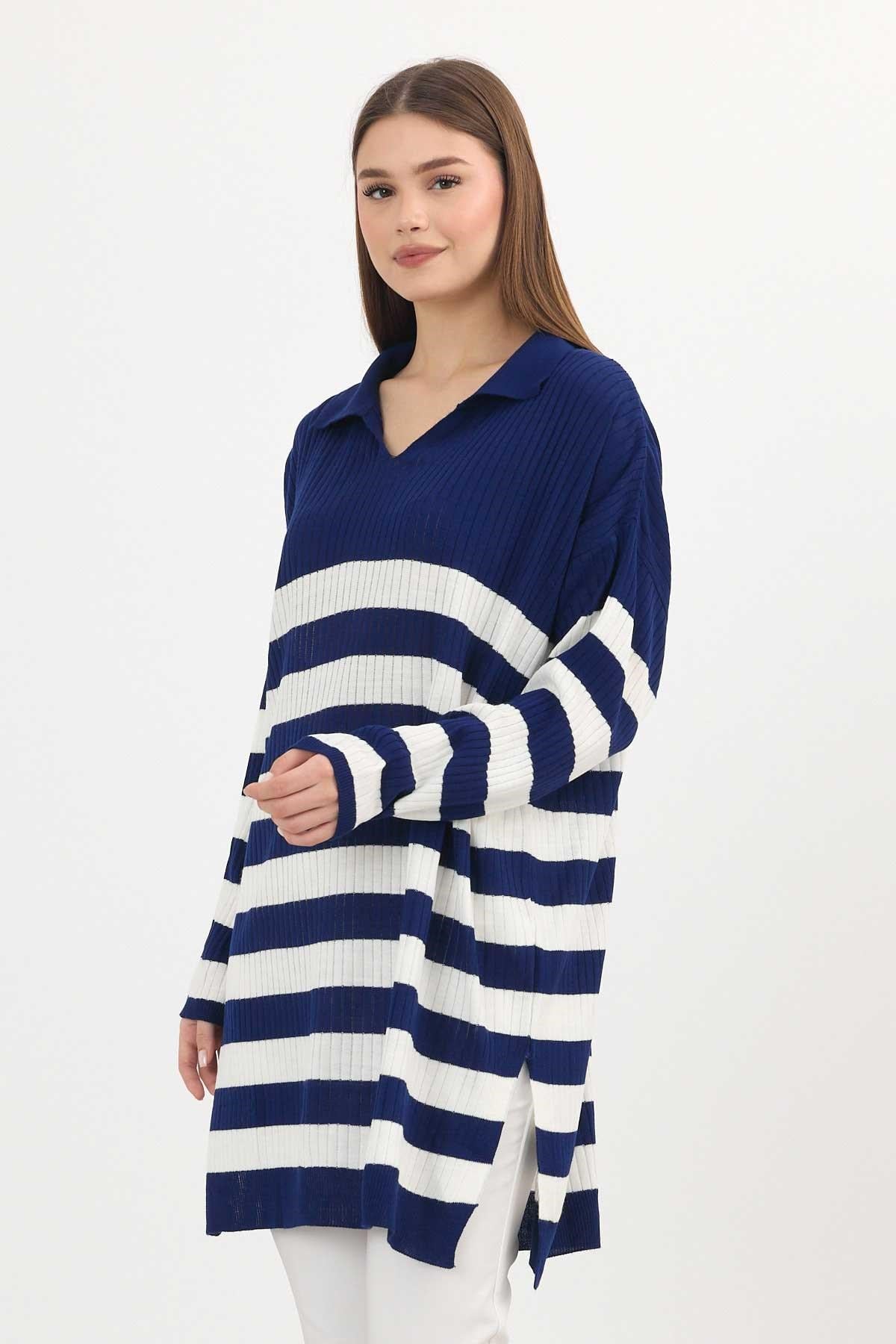 Laci Çizgili Fitilli Triko Tunik 5335