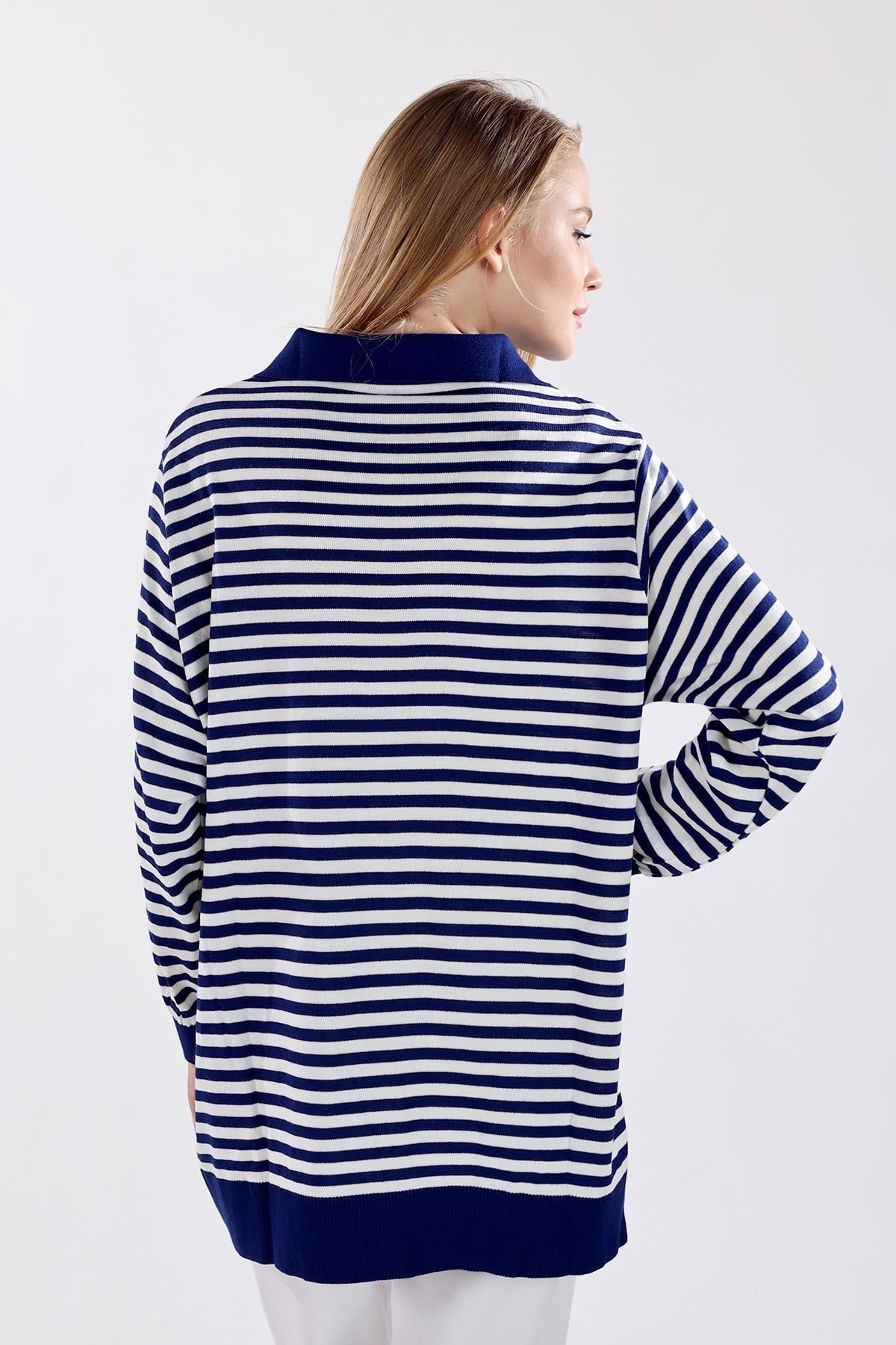 Laci İnce Çizgi Polo Yaka Tunik 5345