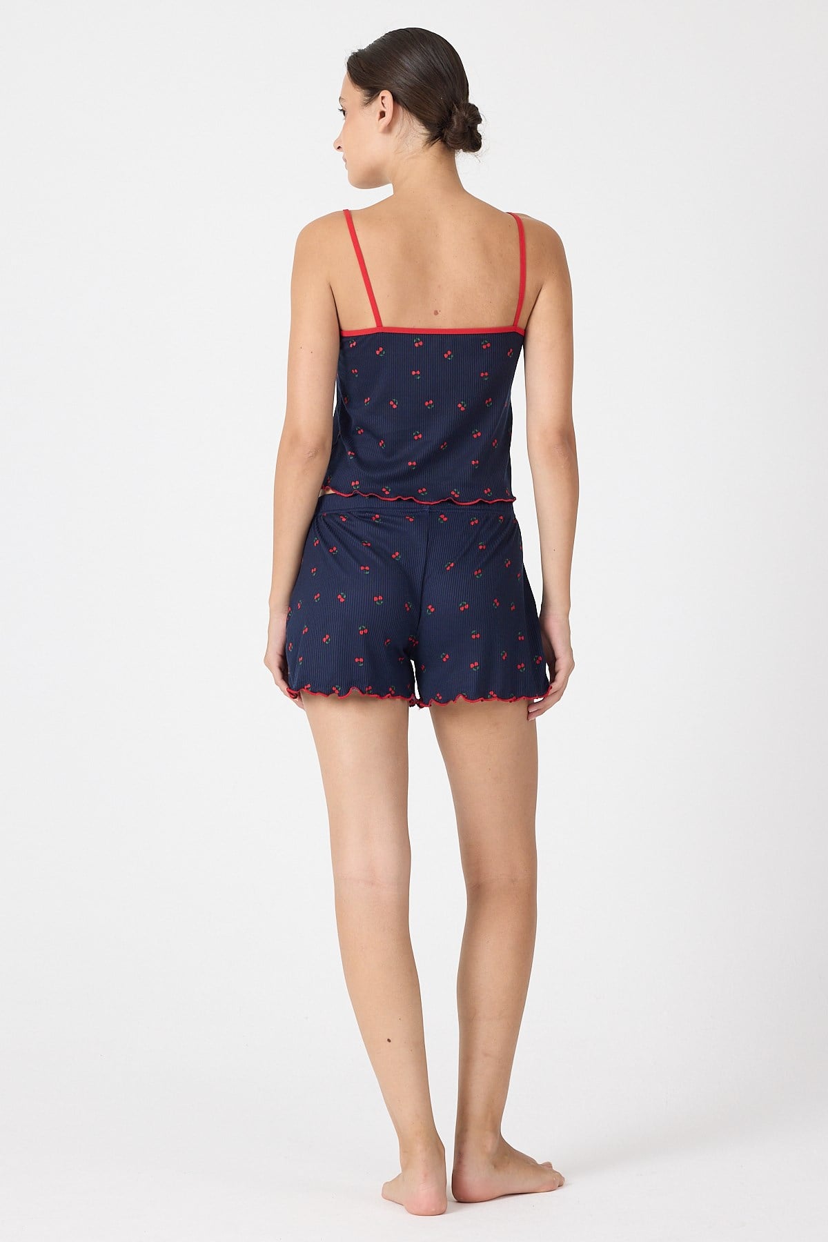 Laci Kiraz Desenli Kadın Pijama Takımı 3415