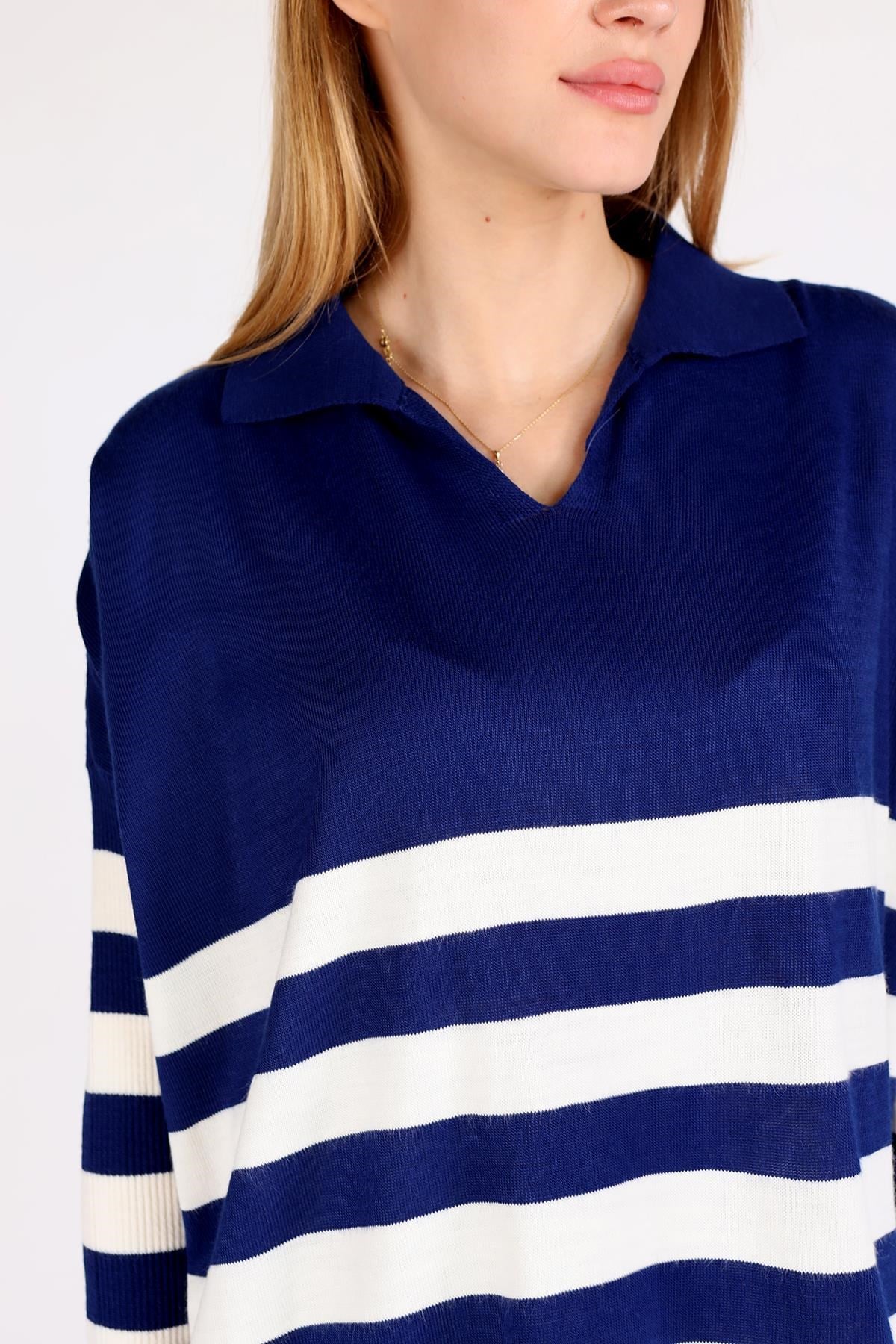 Laci Polo Yaka Çizgili Tunik 5340
