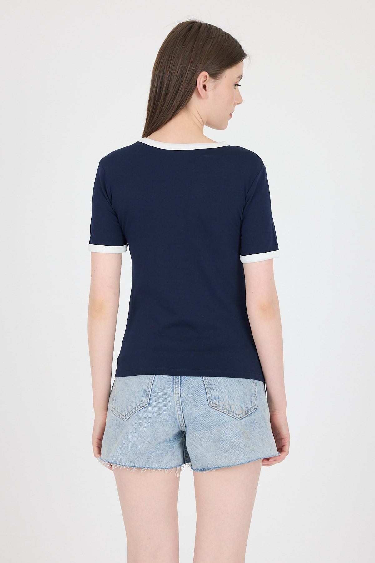 Laci Ribanalı Yazı Baskılı Slim Fit Tişört 5981