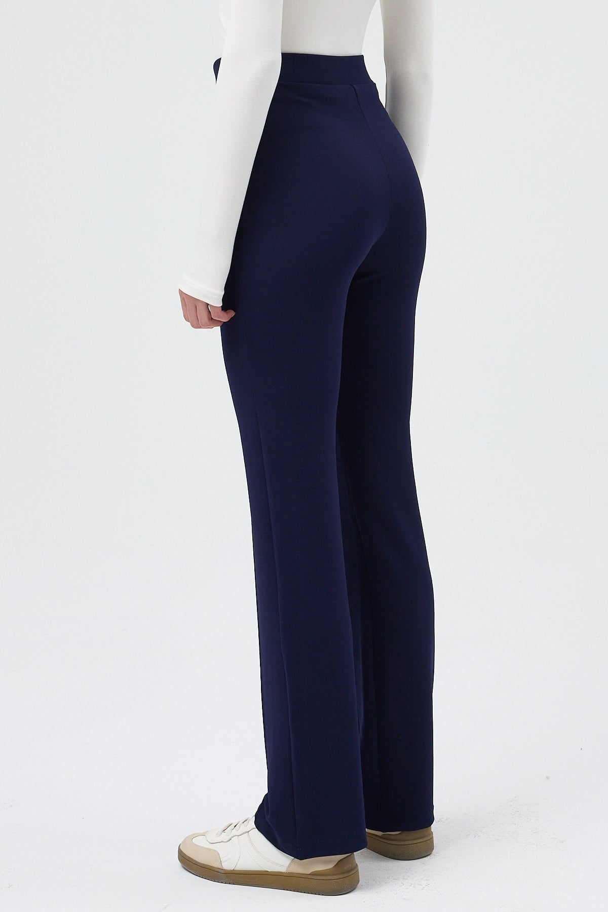 Laci Straight/Düz Kesim Yüksek Bel Nervür Dikişli Örme Pantolon TCR-6873A