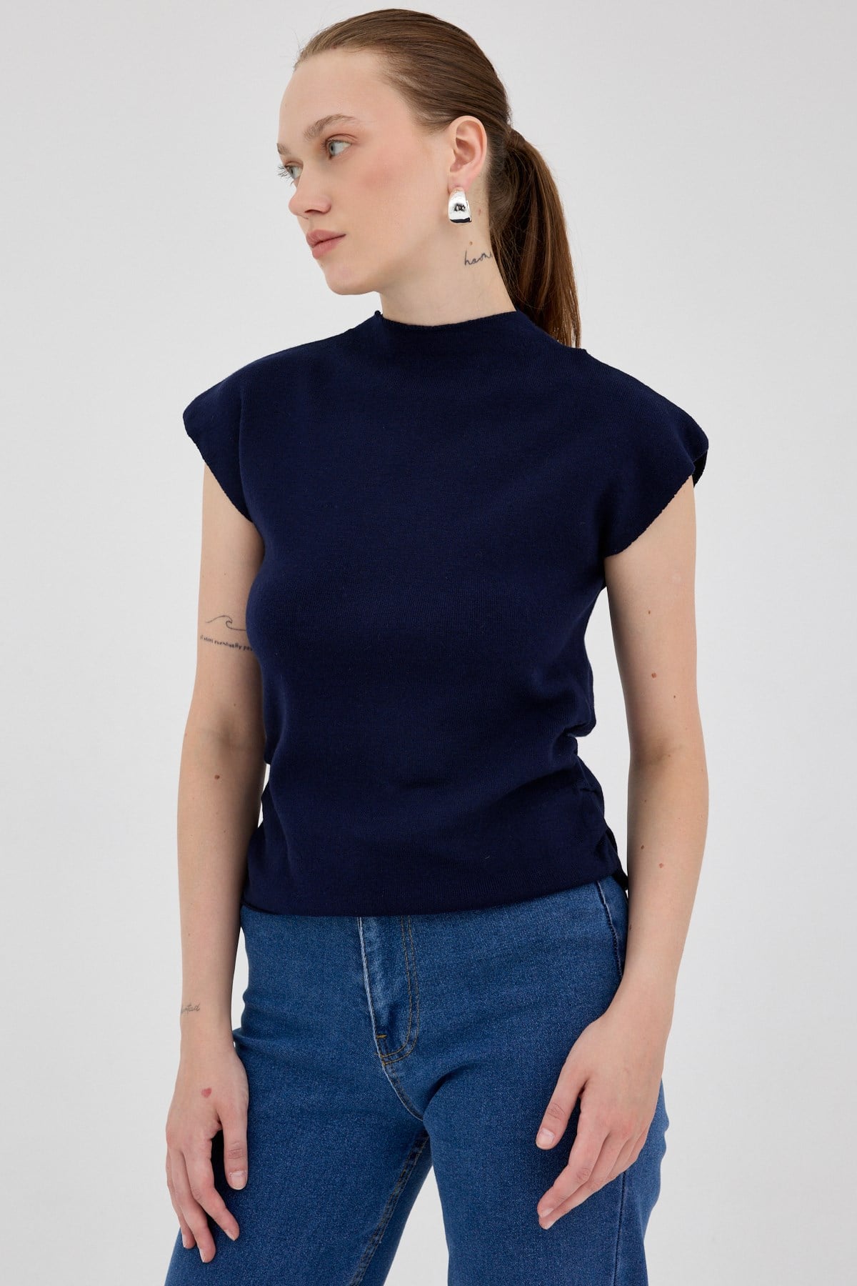 Laci Yanları Büzgülü Triko Bluz 2306