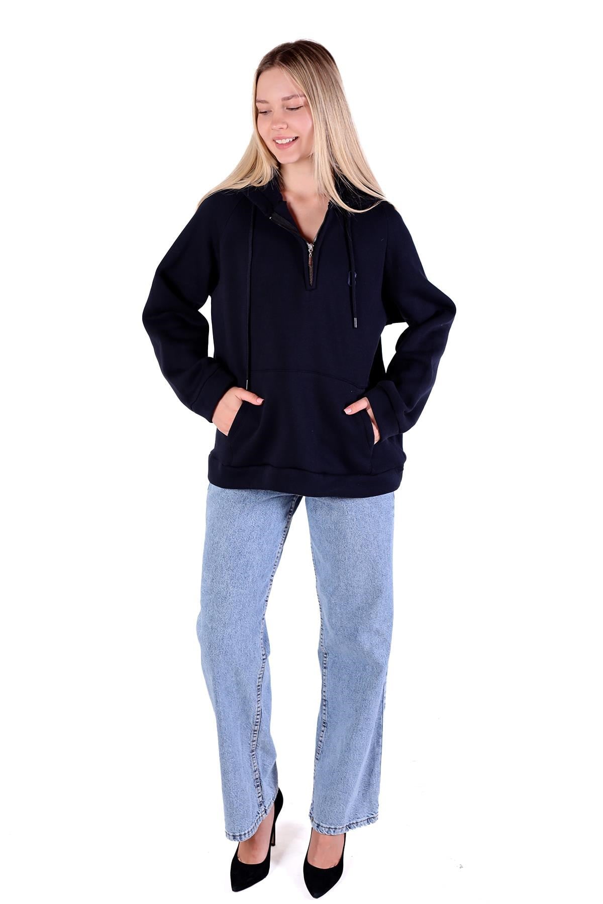 Laci Yarım Fermuar Detay Cepli Sweat 9140M