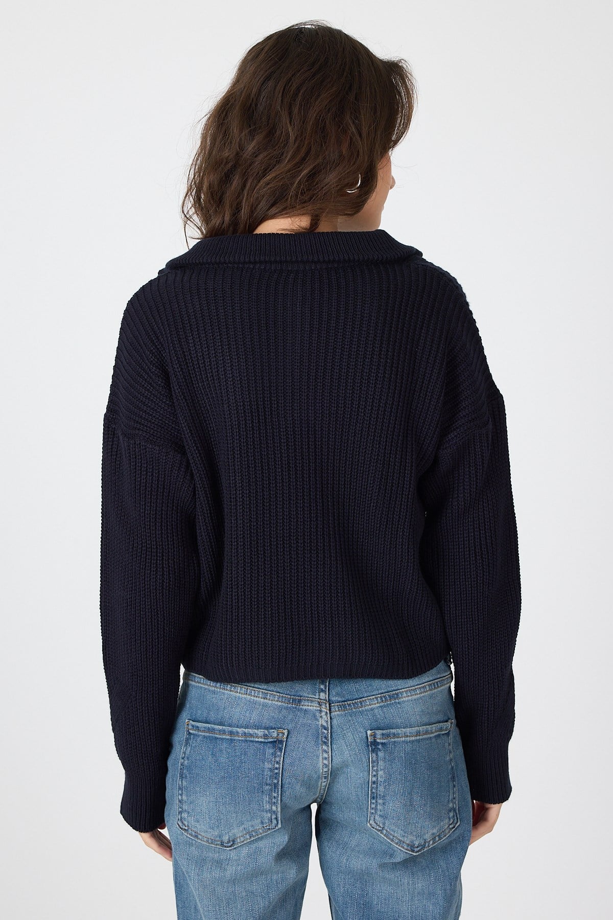 Laci Yarım Fermuarlı Crop Triko Kadın Kazak 7135