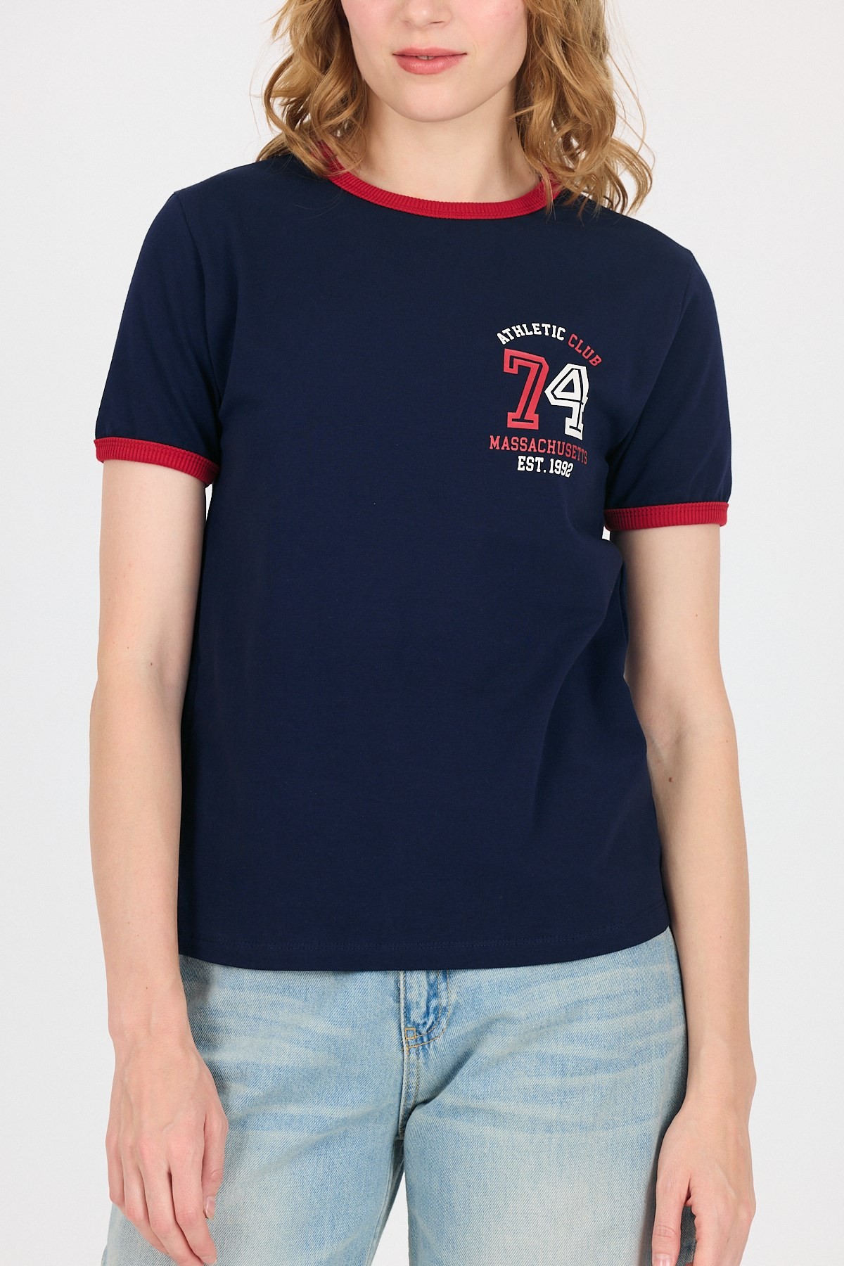 Laci Yazı Baskılı Regular Fit Ribana Detaylı Tişört 6325