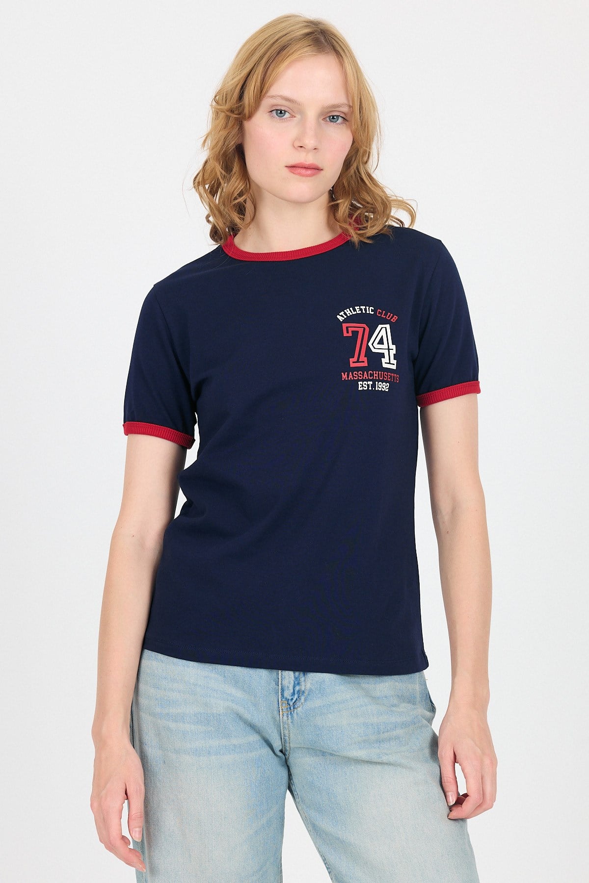 Laci Yazı Baskılı Regular Fit Ribana Detaylı Tişört 6325