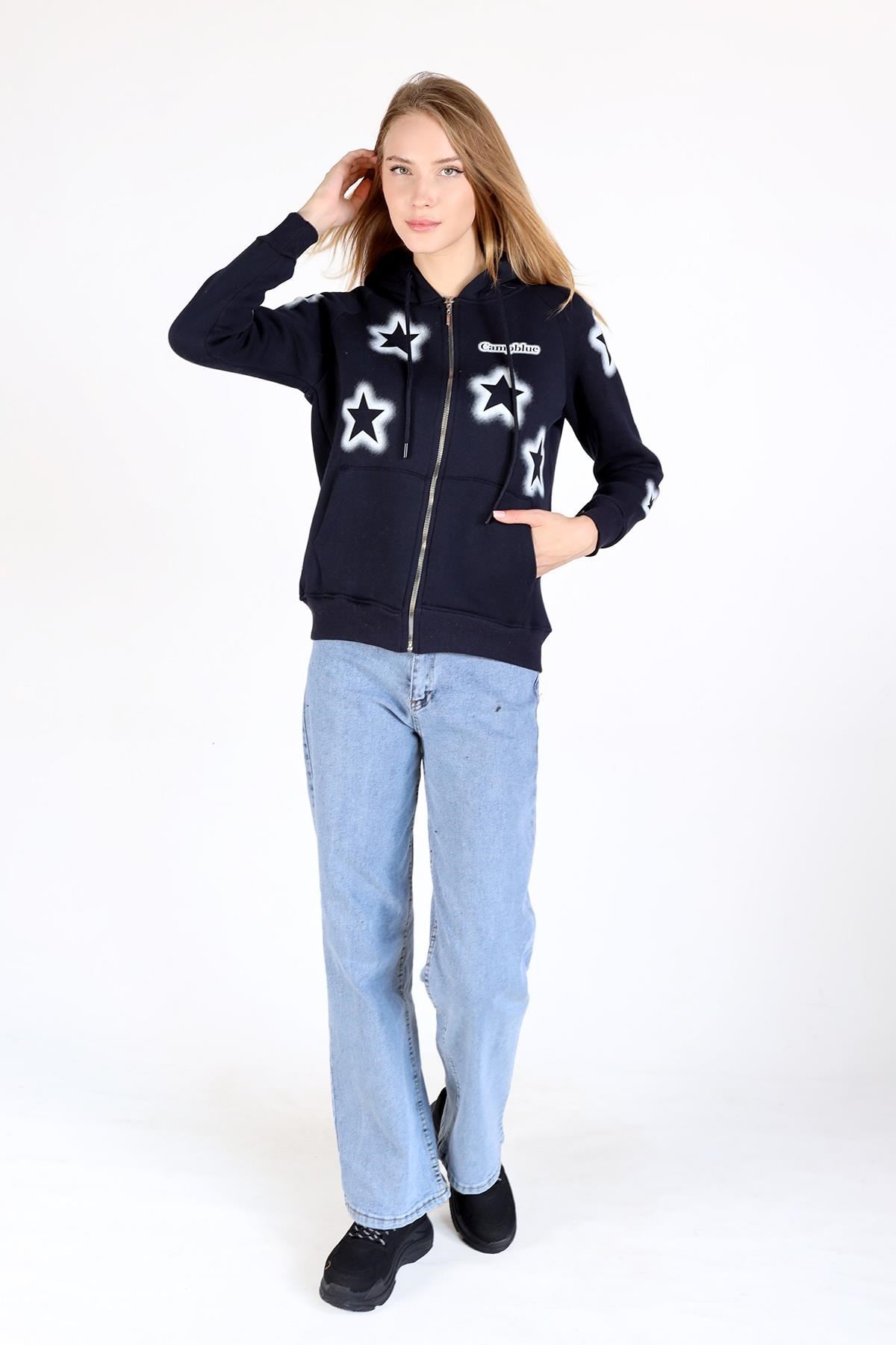 Laci Yıldız Baskı Fermuarlı Sweat 9139M