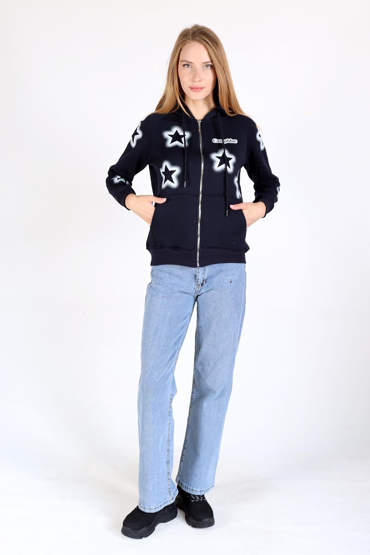 Laci Yıldız Baskı Fermuarlı Sweat 9139M