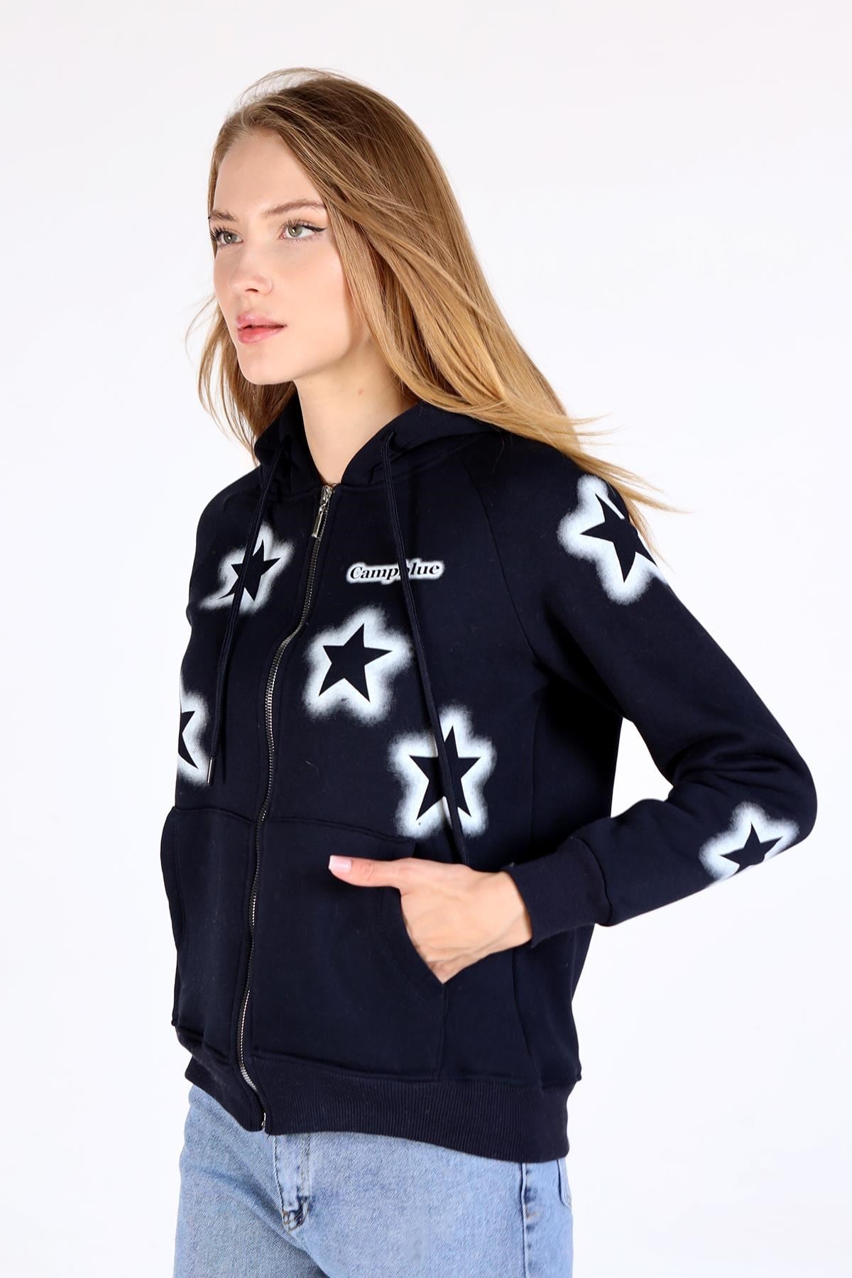 Laci Yıldız Baskı Fermuarlı Sweat 9139M