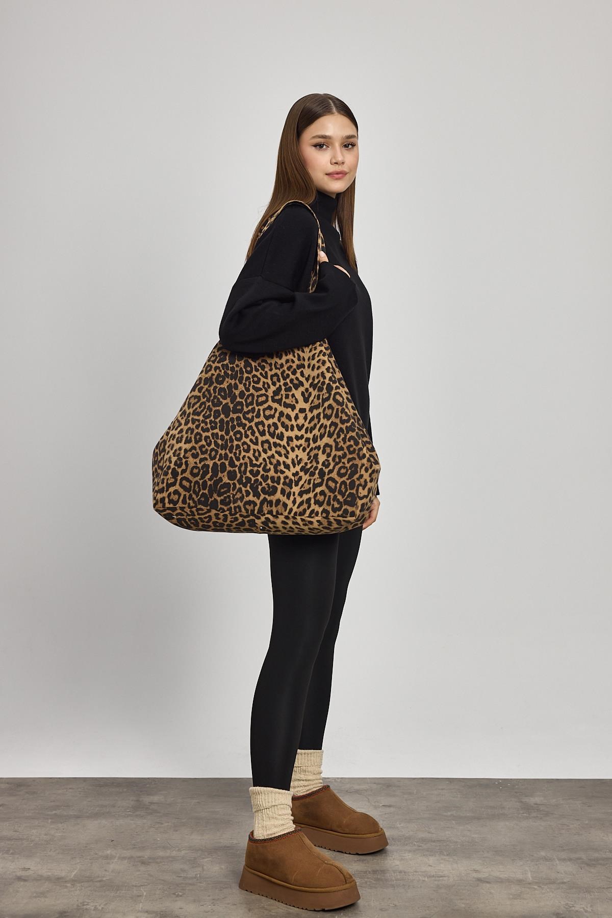 Leopar Leopar Desen Omuz Çantası 2513
