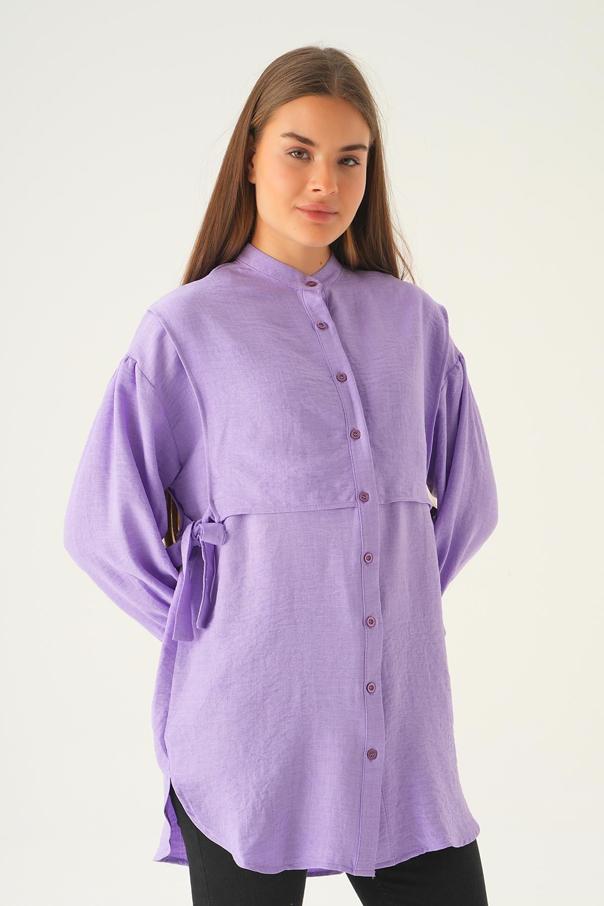 Lila Yan Bağlamalı Tunik 6836A