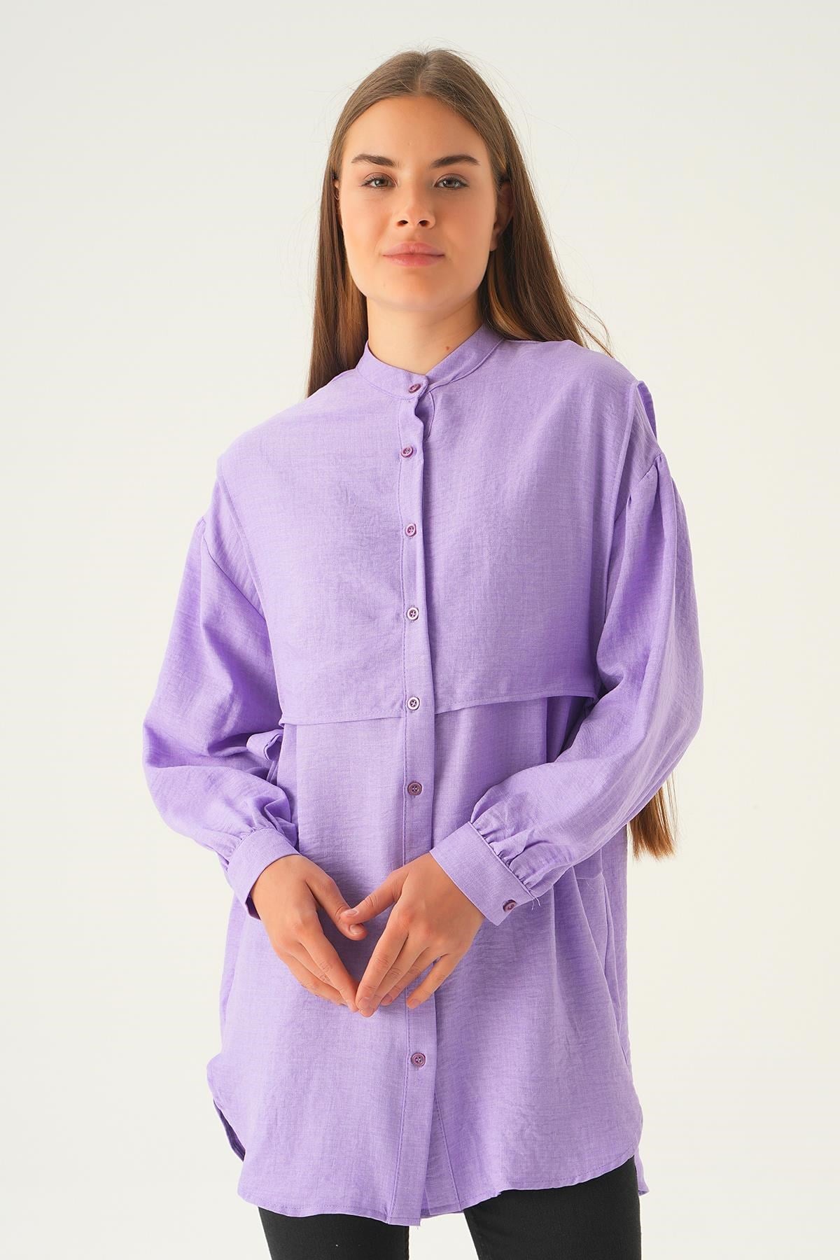 Lila Yan Bağlamalı Tunik 6836A