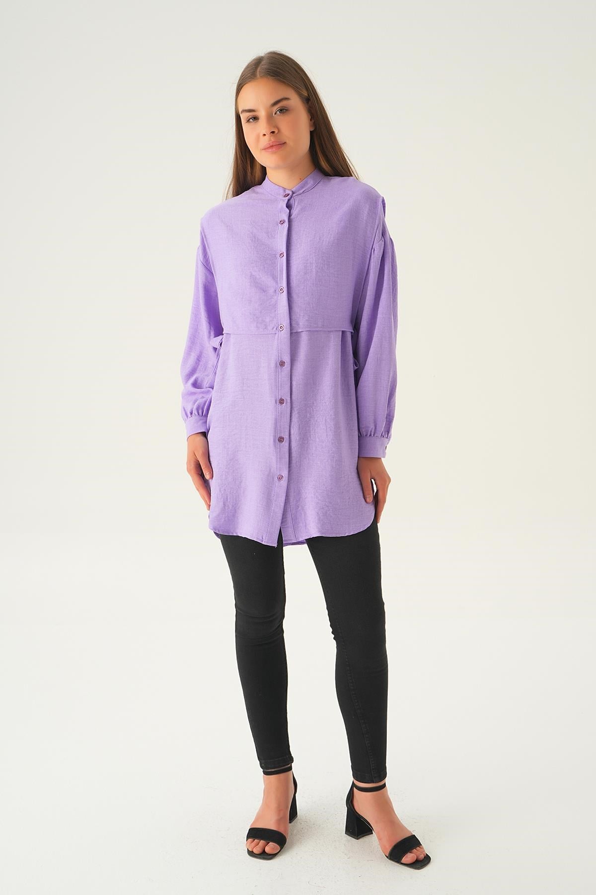Lila Yan Bağlamalı Tunik 6836A