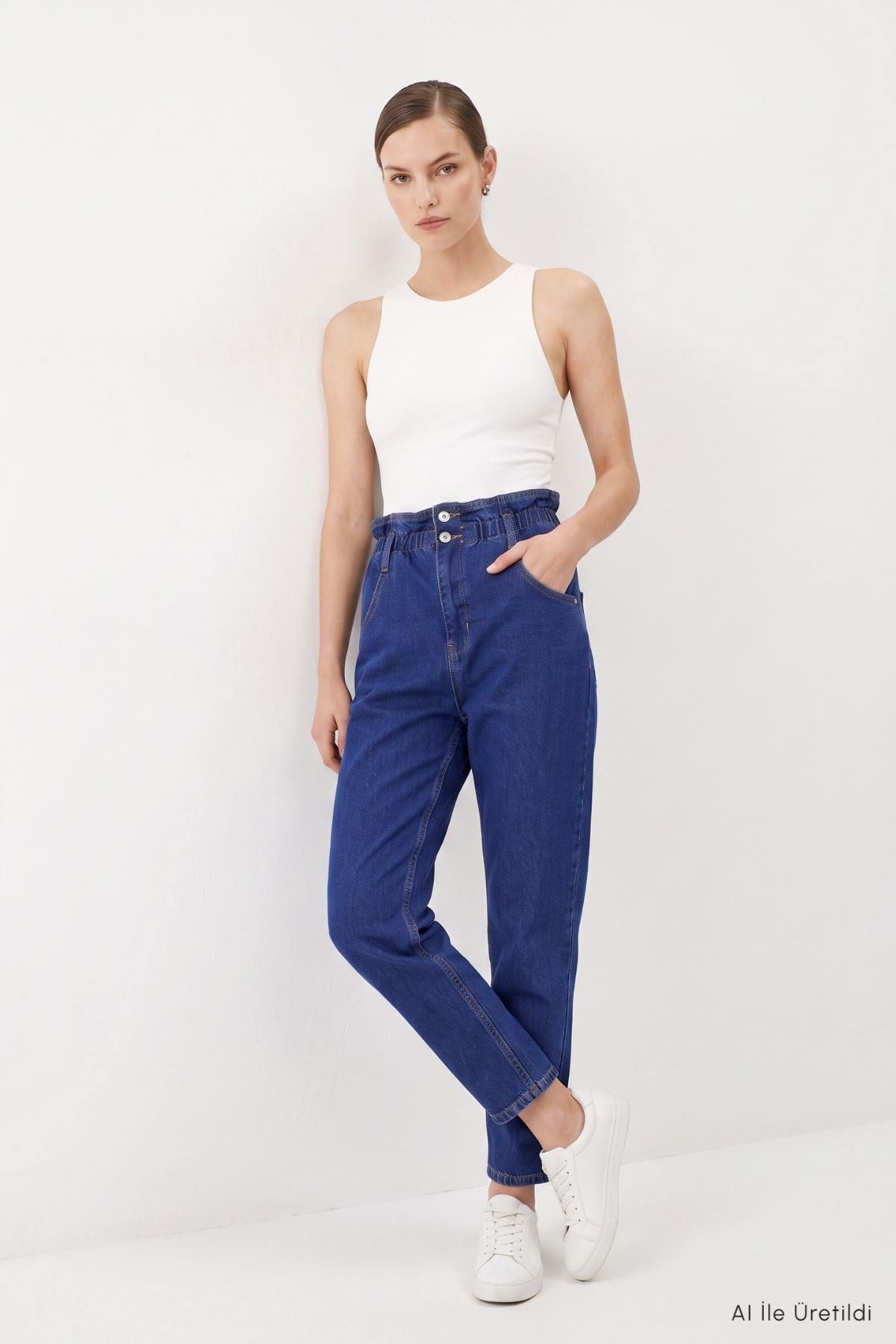 Mavi Bel Lastikli Battal Boy Jean 564