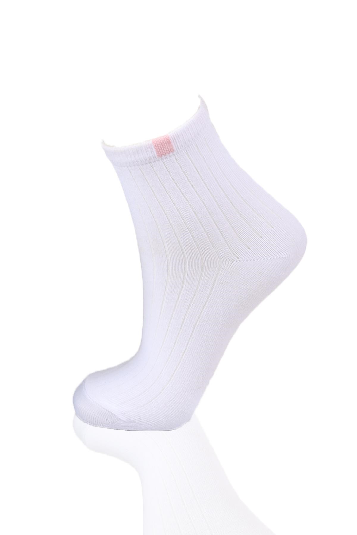 Mavi-Pembe-Beyaz Yarım Konç 3'lü Çorap 1107