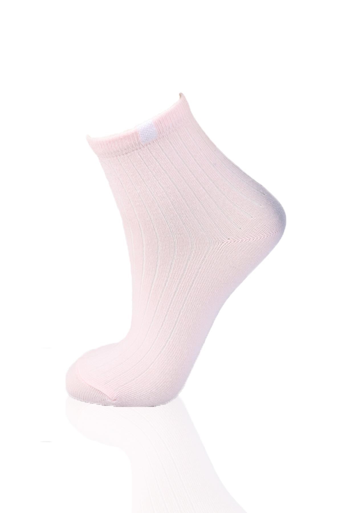 Mavi-Pembe-Beyaz Yarım Konç 3'lü Çorap 1107