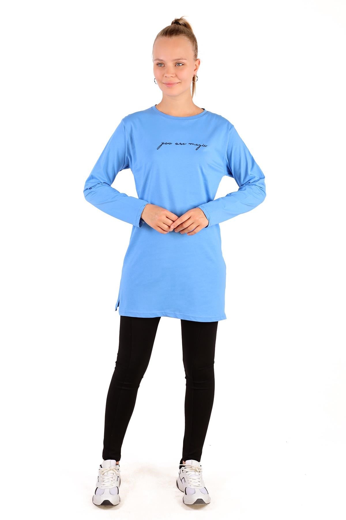Mavi You Are Magic Baskılı Uzun Kol Tunik 3158