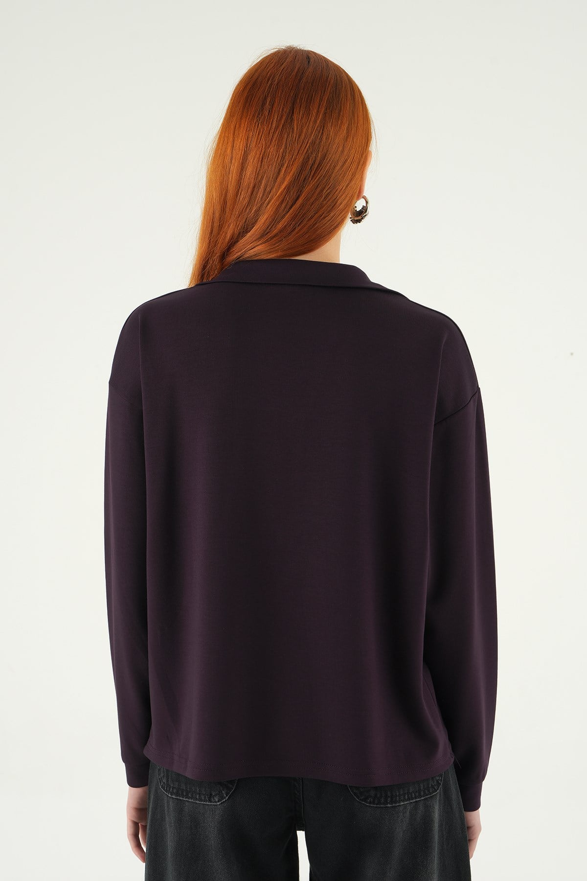 Mürdüm Gömlek Yaka Sweat 8275A
