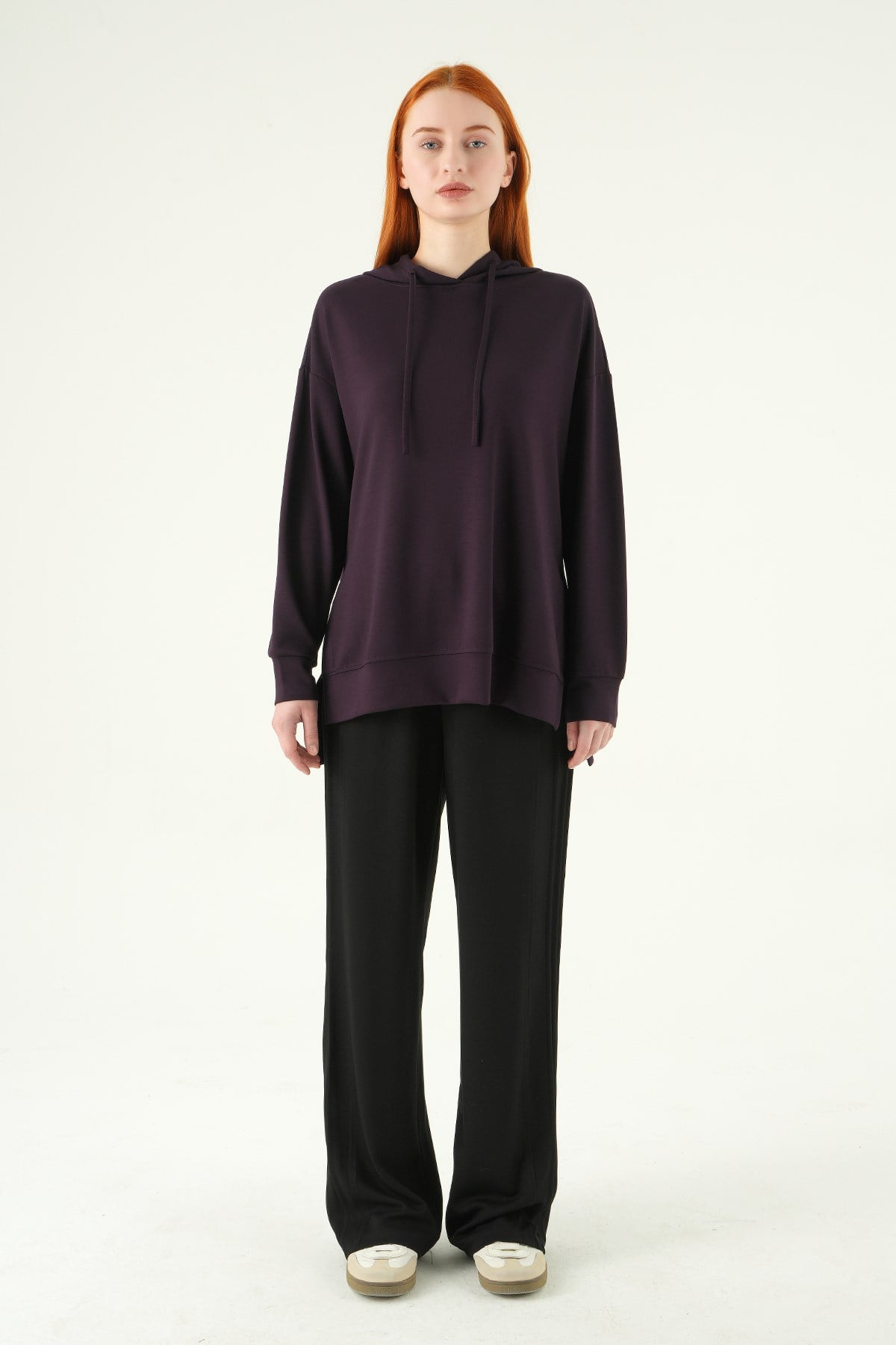 Mürdüm Kapüşonlu Tunik 8309A
