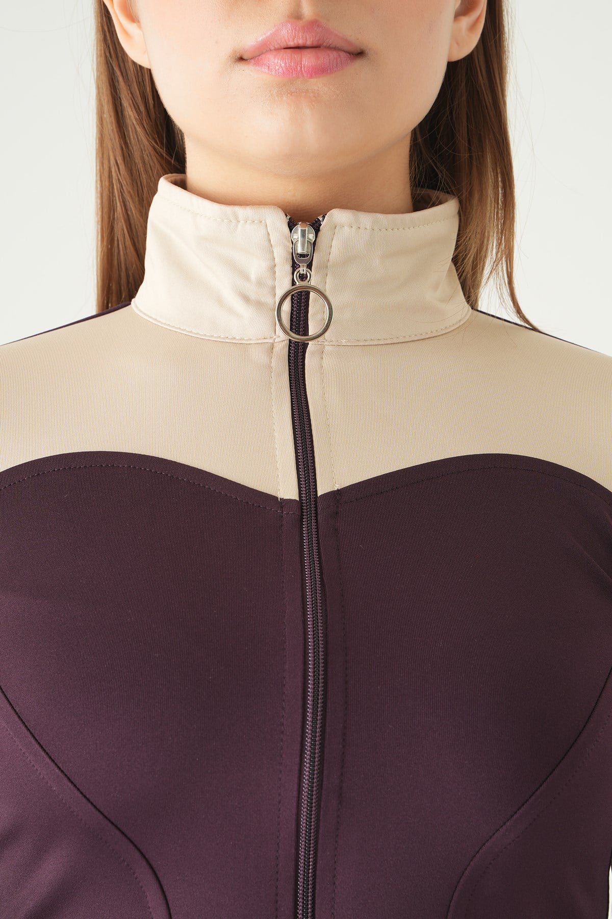Mürdüm Ön Şeritli Fermuarlı Sweat 8325A