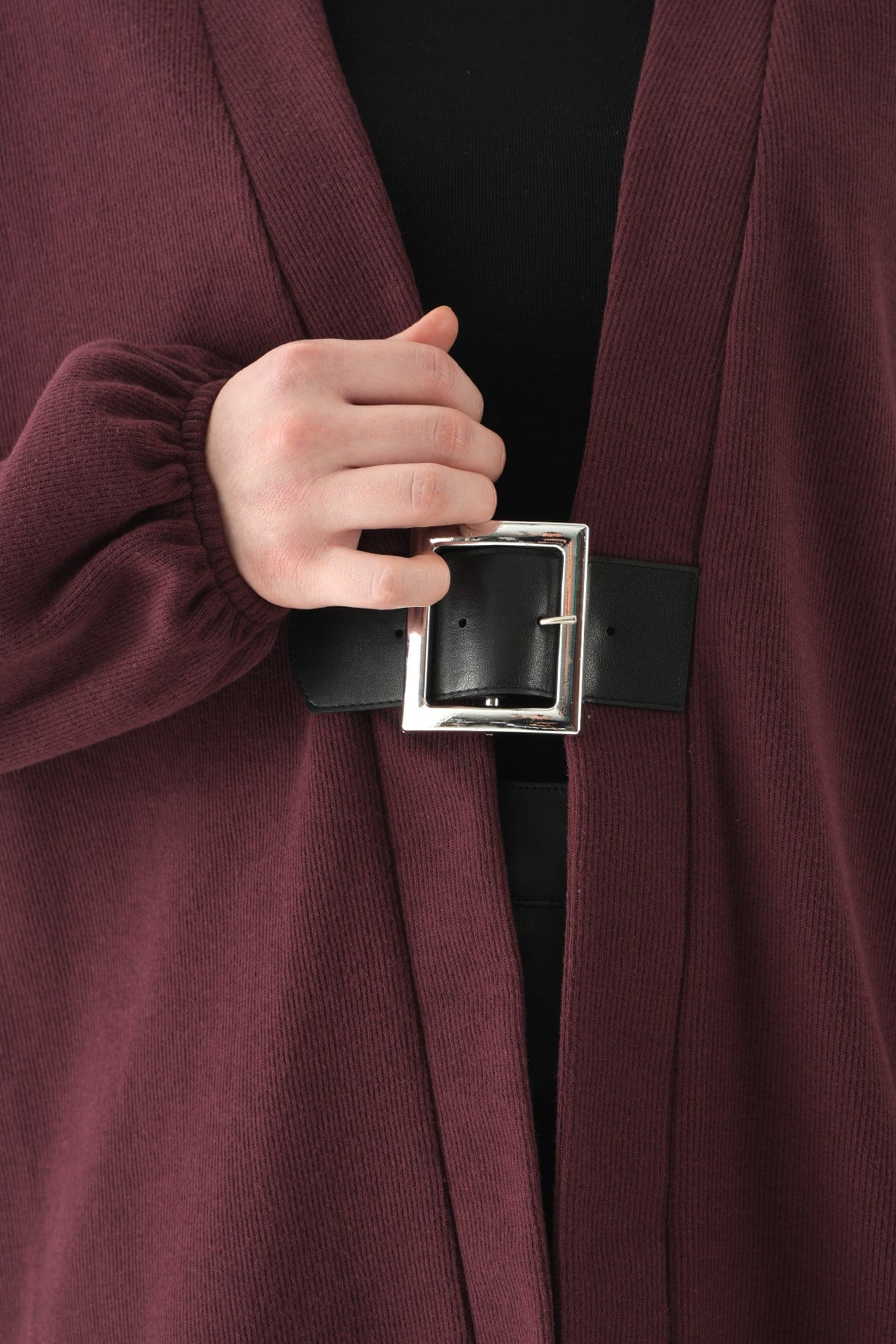 Mürdüm Önden Kemerli Kimono 3123A