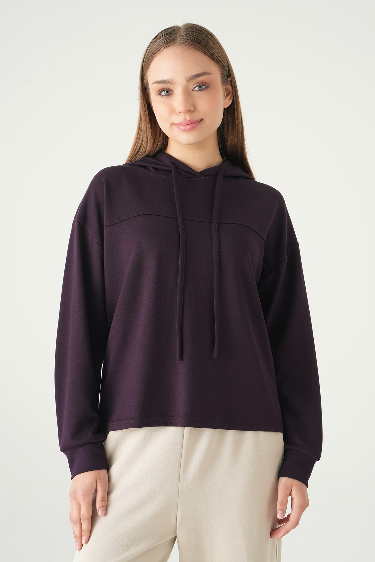 Mürdüm Şerit Detay Sweat 8308A