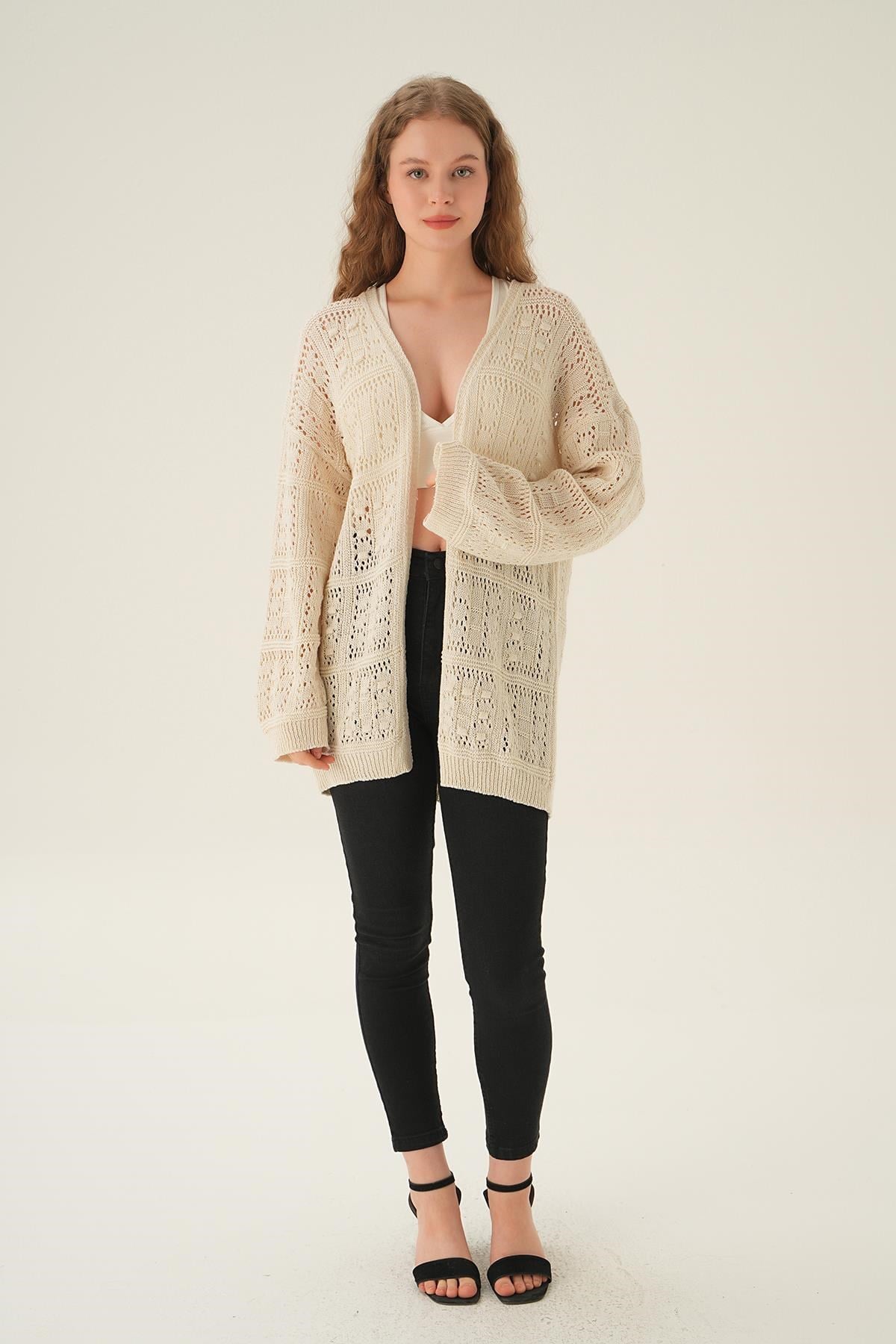 Natural Kare Desen Hırka 2456