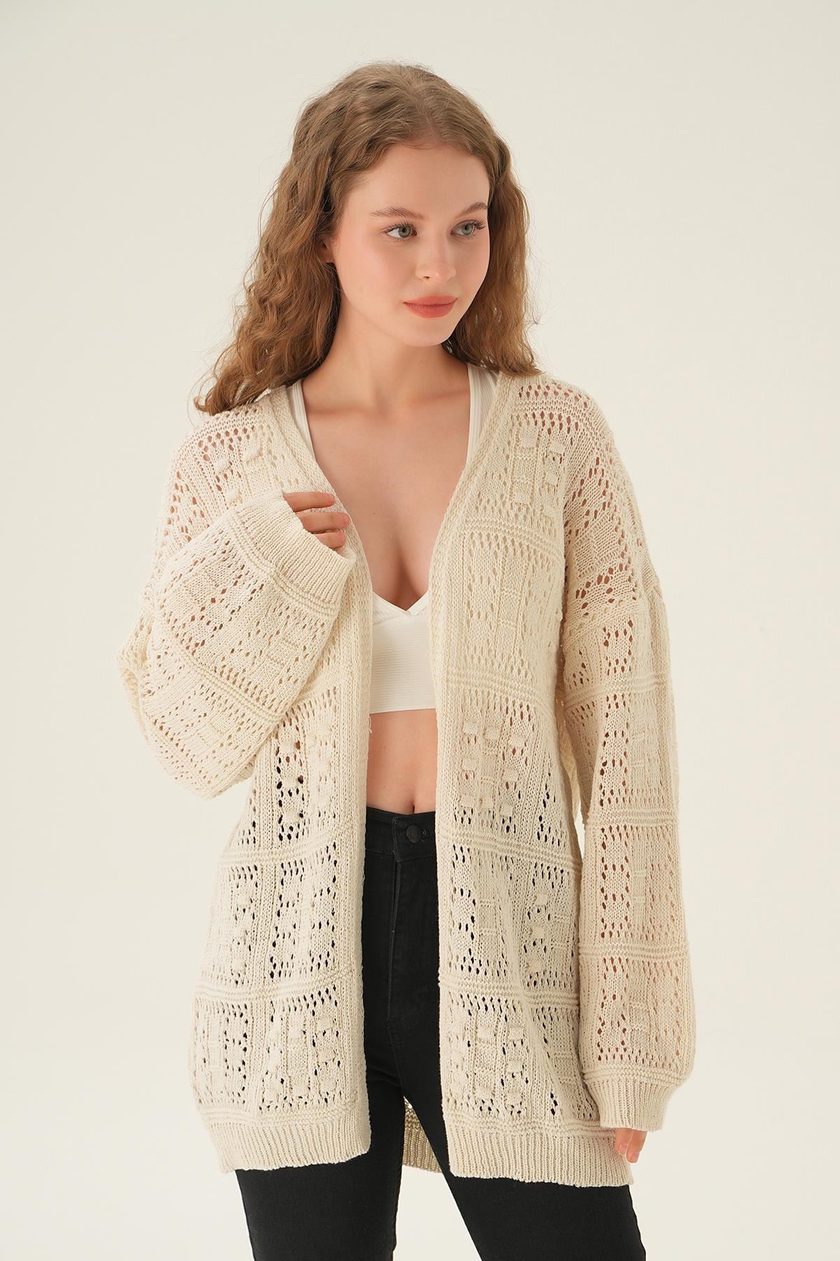 Natural Kare Desen Hırka 2456