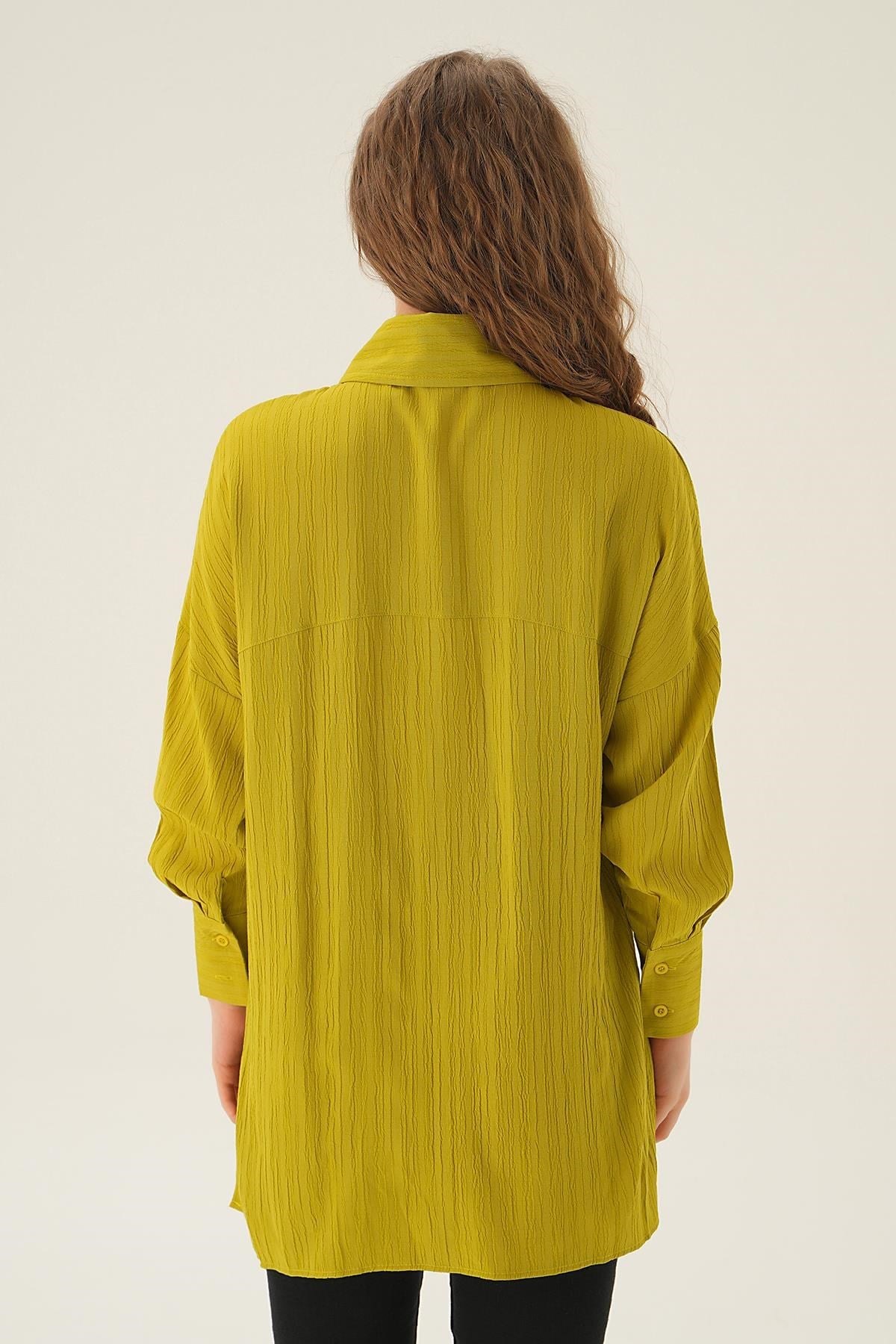Olive Yeşili Oversize Gömlek 6931A