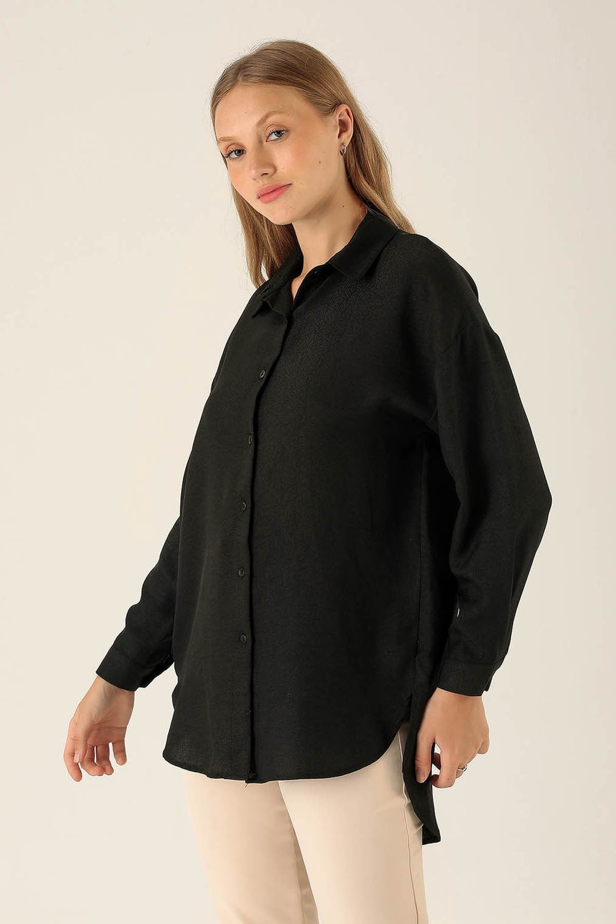 Önü Düğmeli Tunik - 6803A Siyah