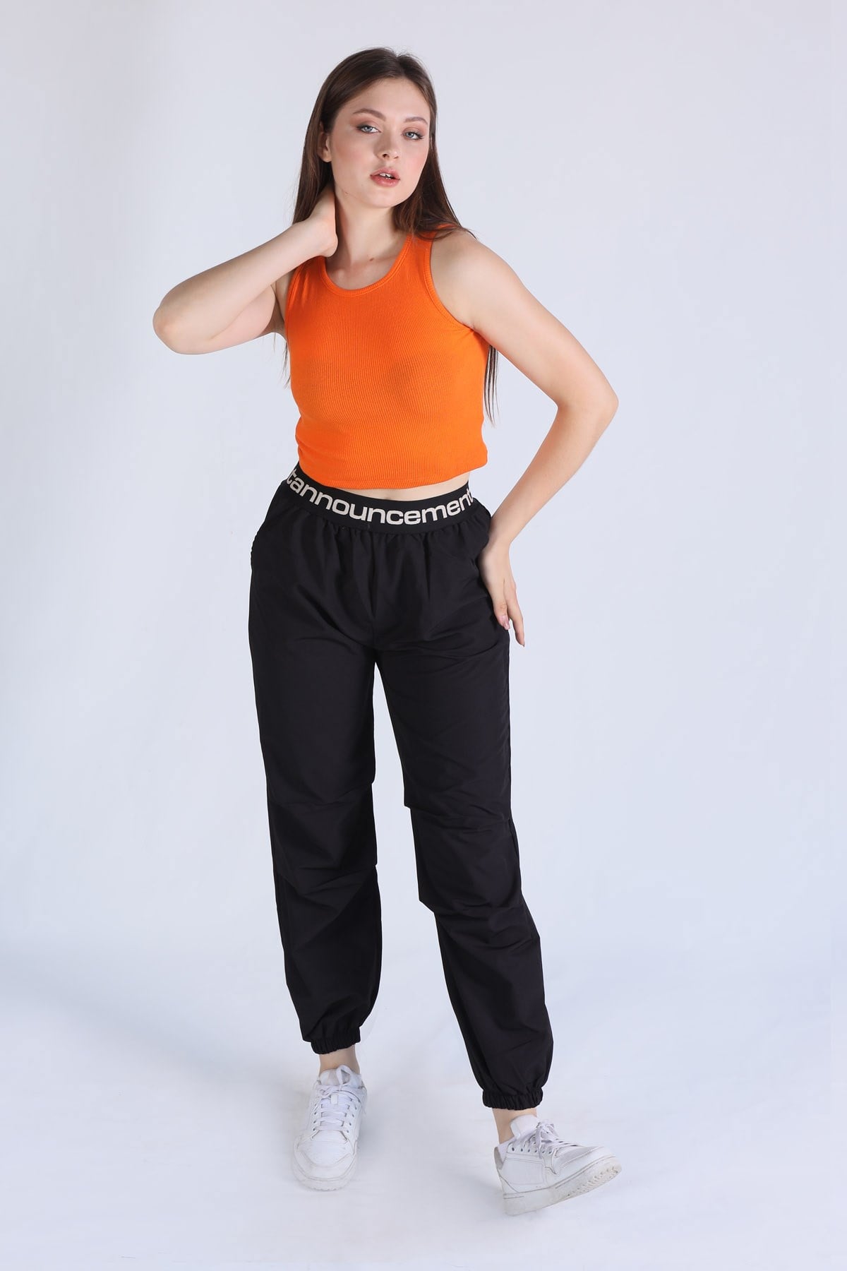 Orange Fitilli Crop Kadın Atlet 1312