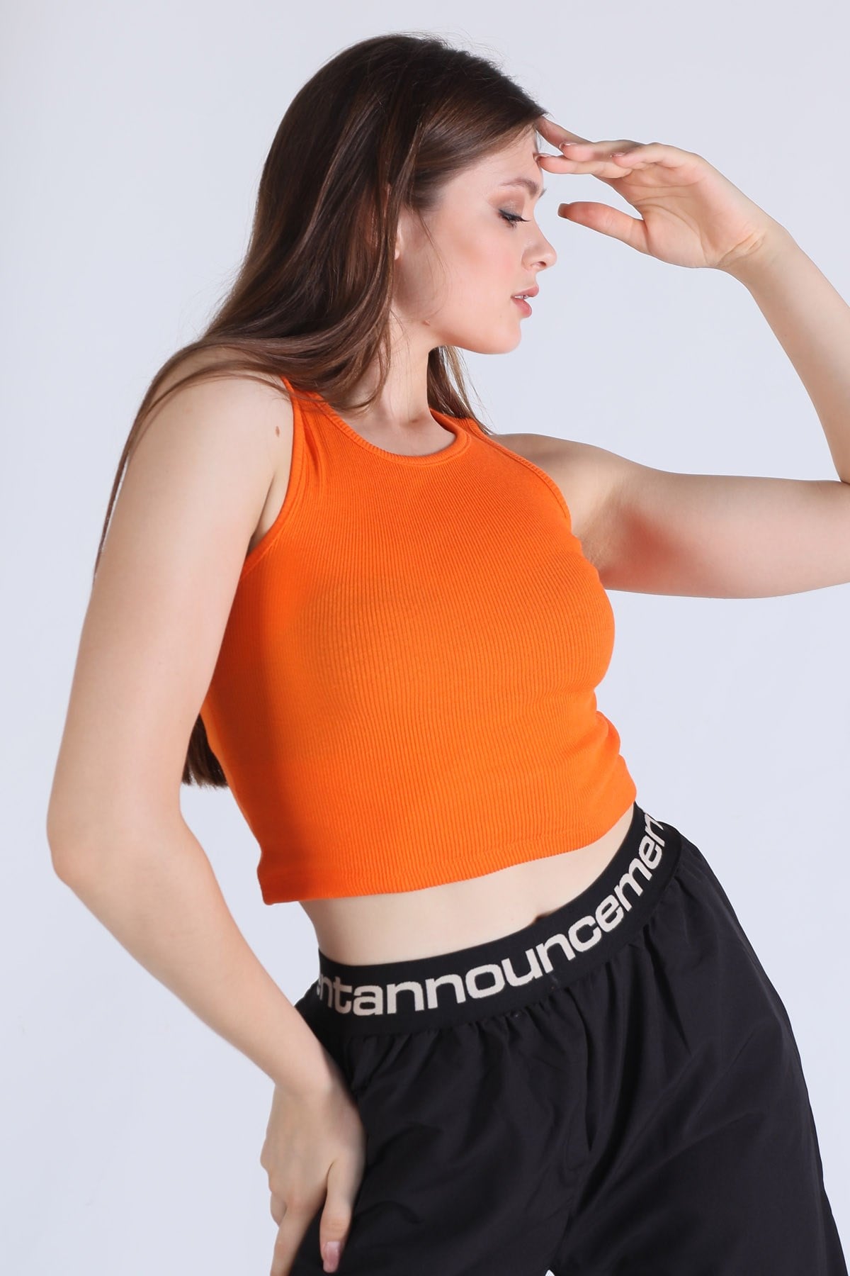 Orange Fitilli Crop Kadın Atlet 1312
