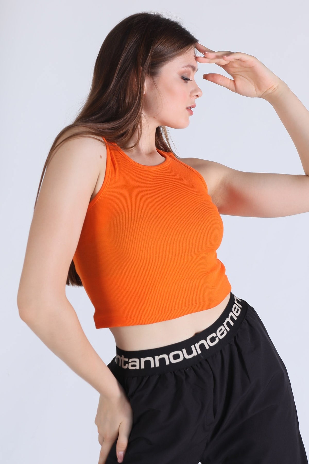 Orange Fitilli Crop Kadın Atlet 1312