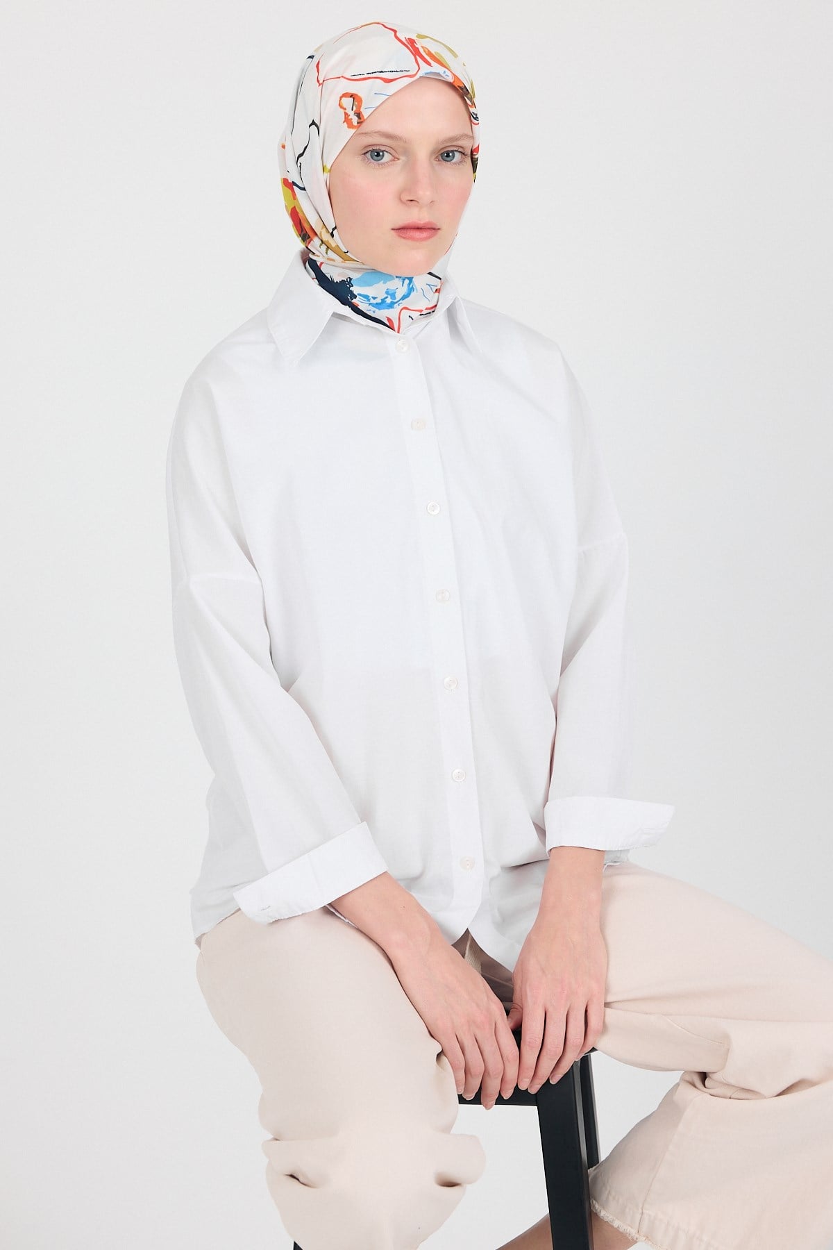 Orange Menekşe Desenli Eşarp 5693