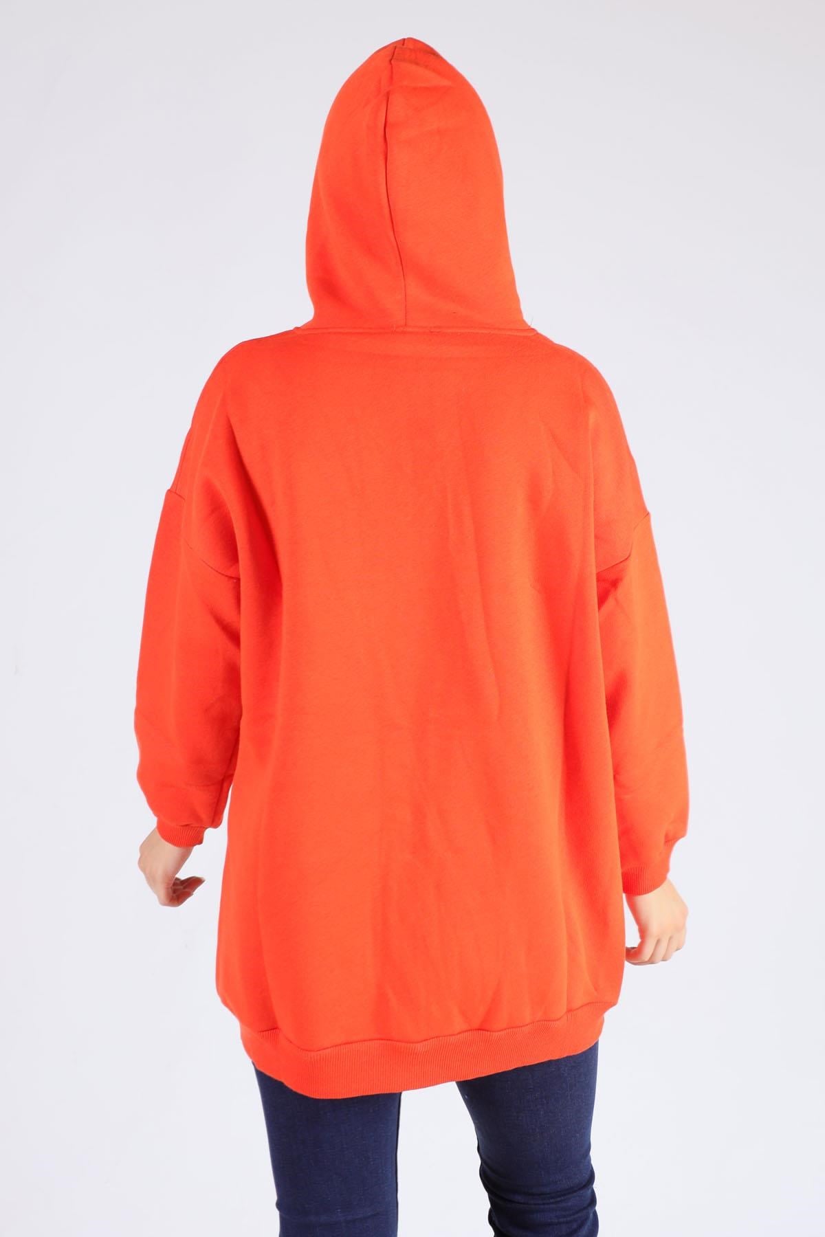 Orange Oversize Uzun Fermuarlı Sweat 8124M