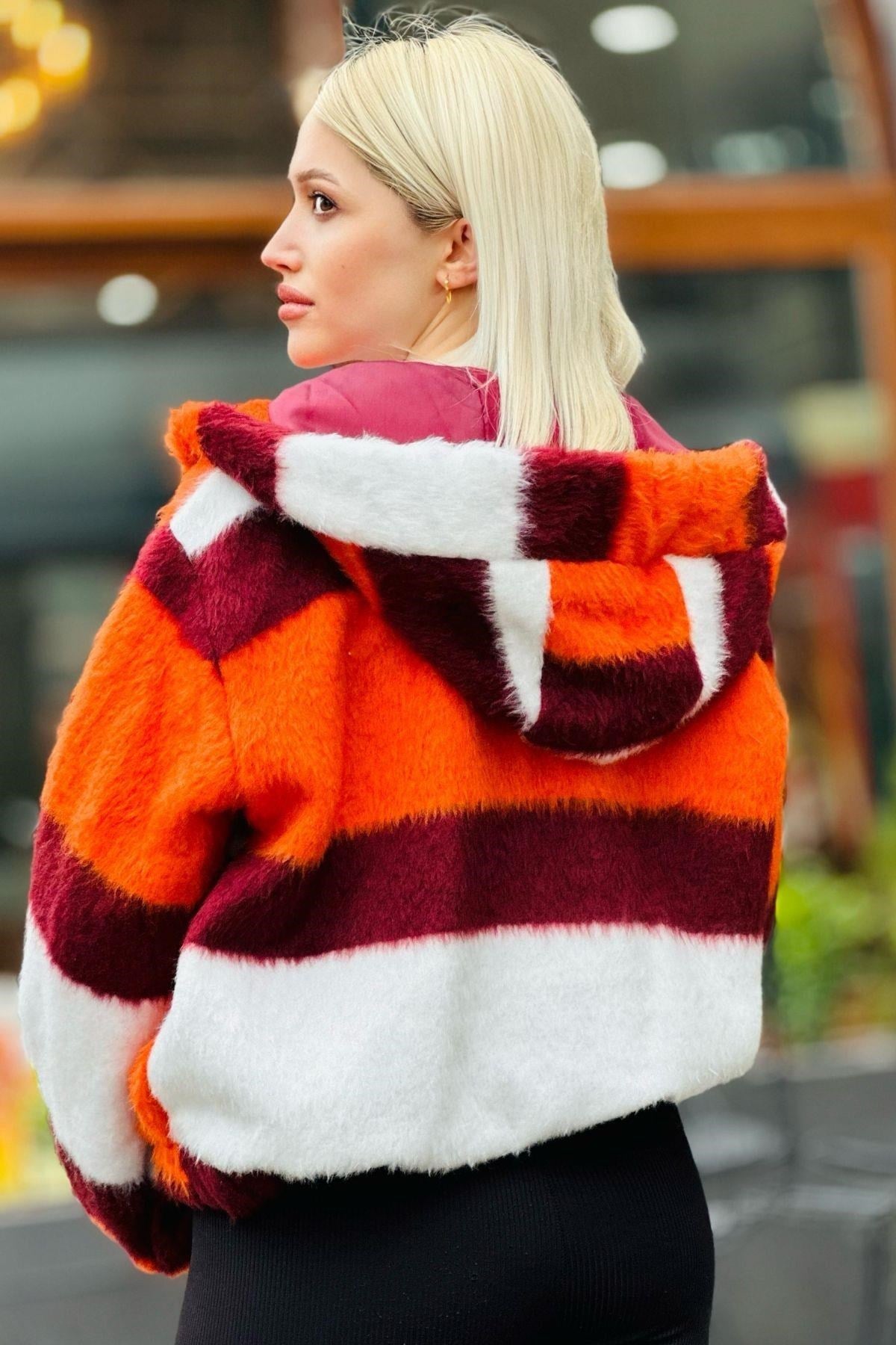 Orange Peluş Mont 3159