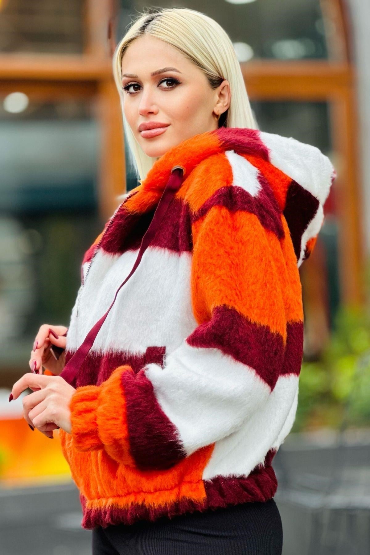 Orange Peluş Mont 3159