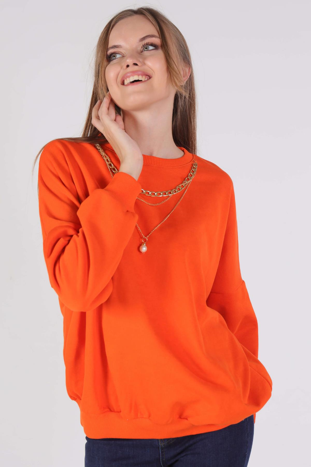 Orange Zincir Kolye Detay Sweat 221128