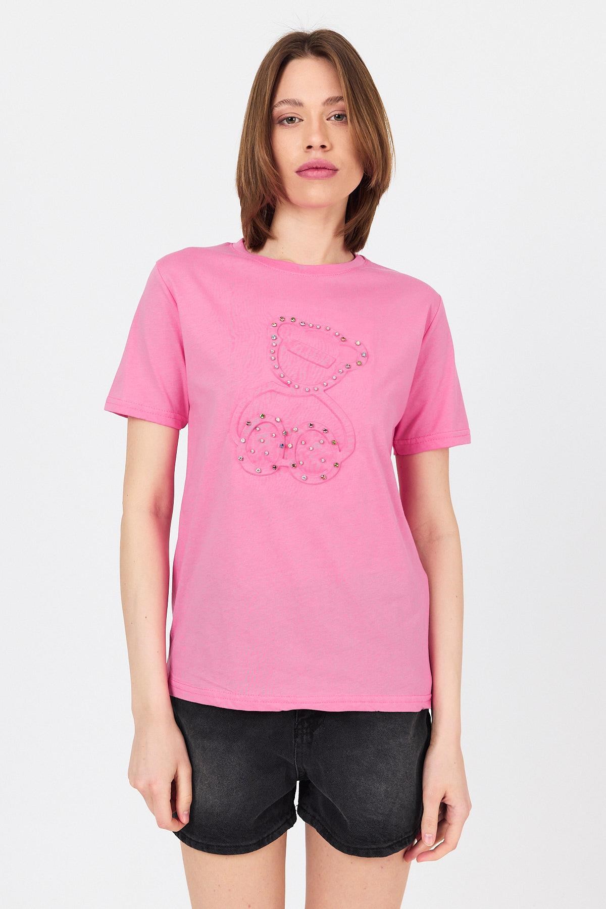 Pembe Ayı Kabartmalı Tişört 25226