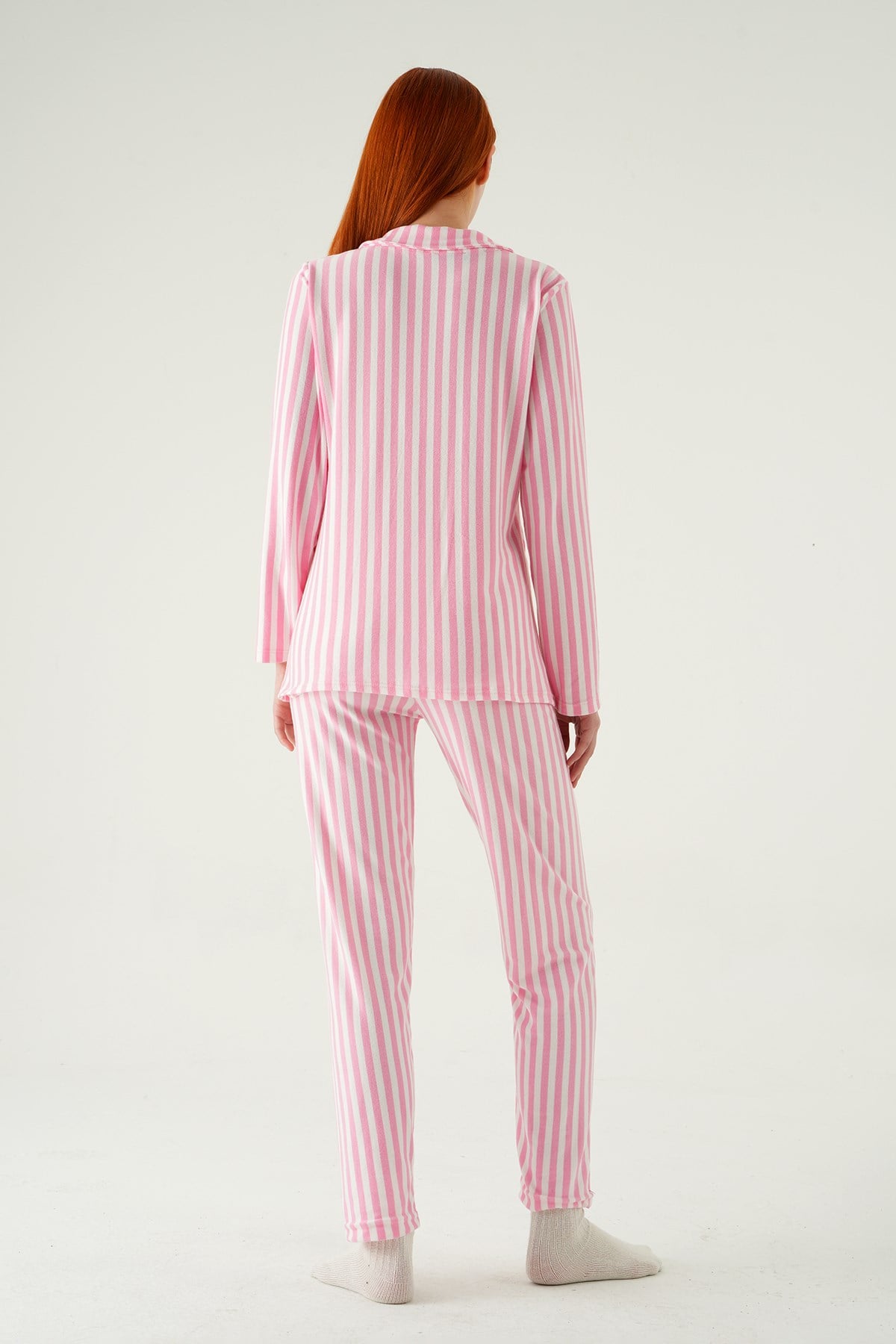 Pembe Çizgili Pijama Takımı 4542