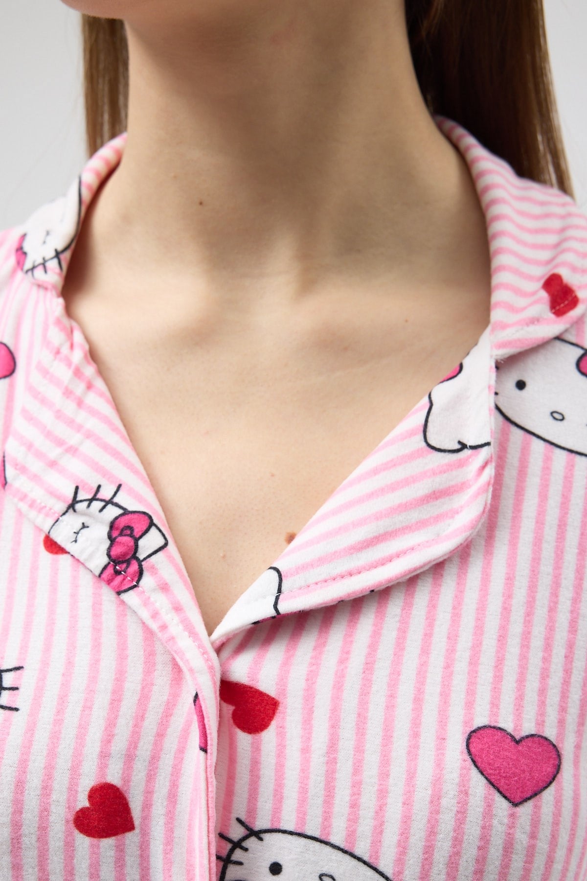 Pembe Desenli Düğmeli Kadın Pijama Takımı 3000