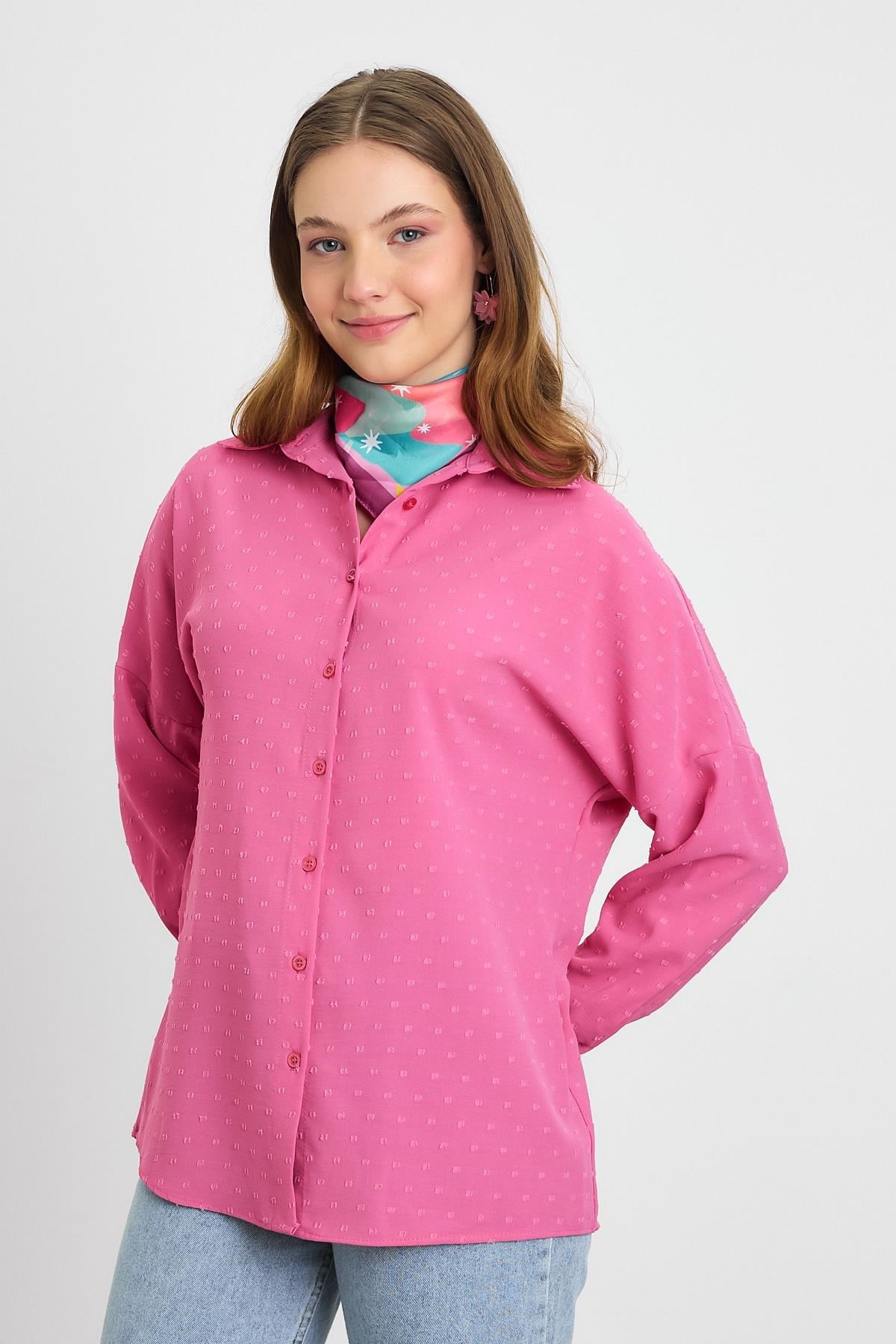 Pembe Desenli Salaş Gömlek 4635A