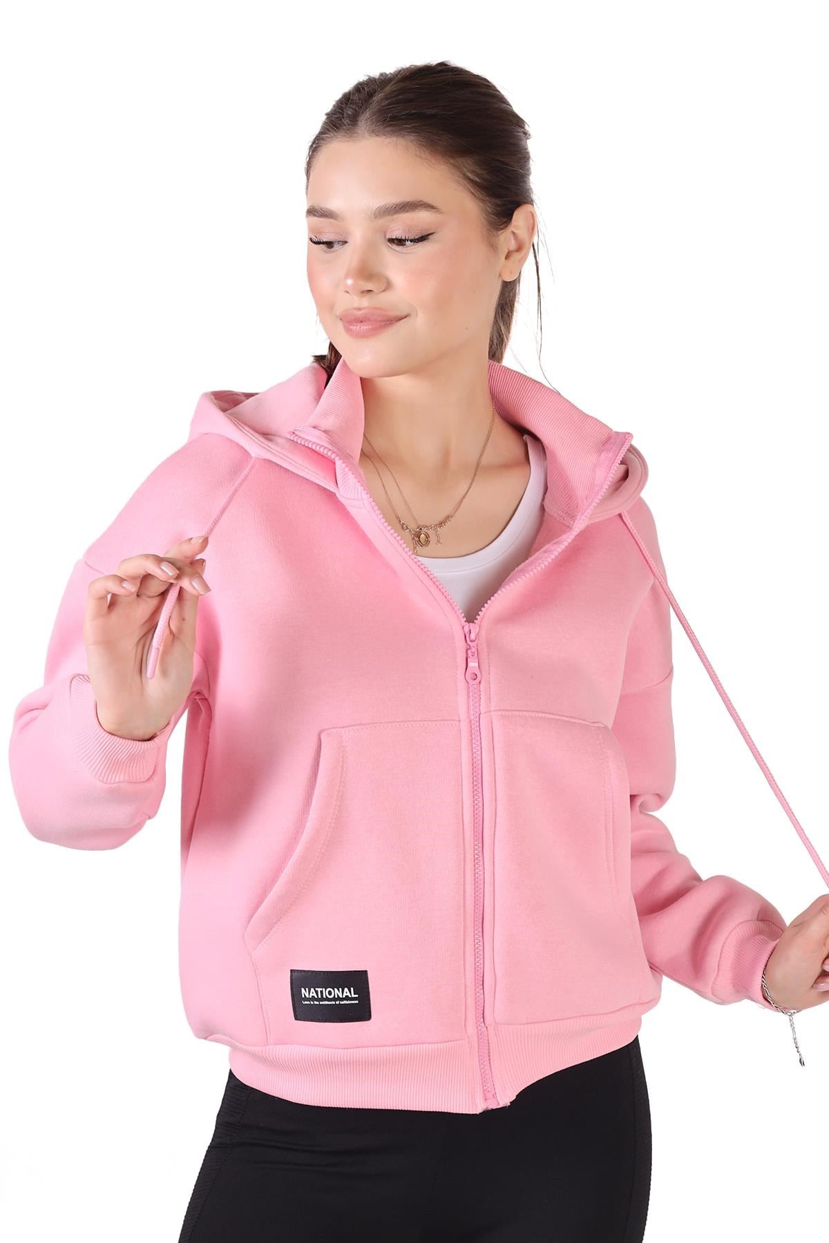 Pembe Fermuar Detay Sweat 9171M