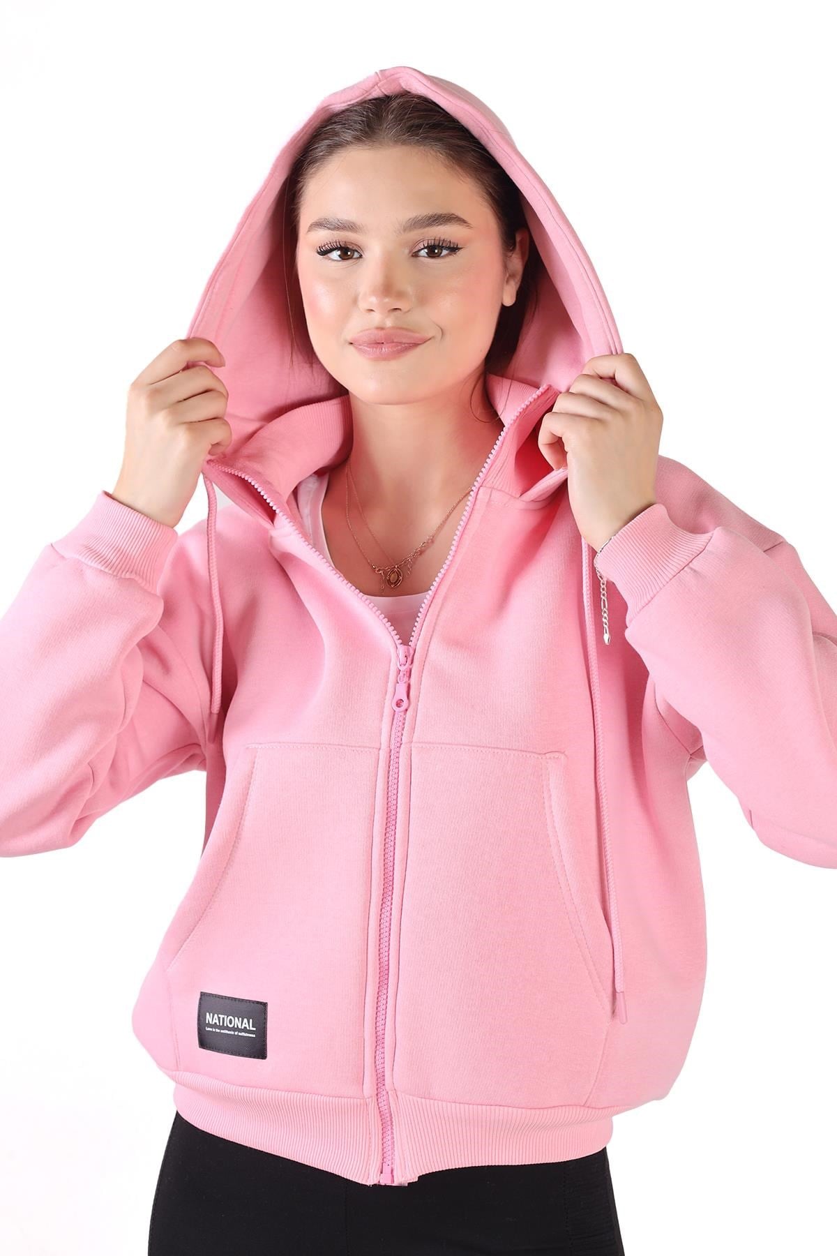 Pembe Fermuar Detay Sweat 9171M