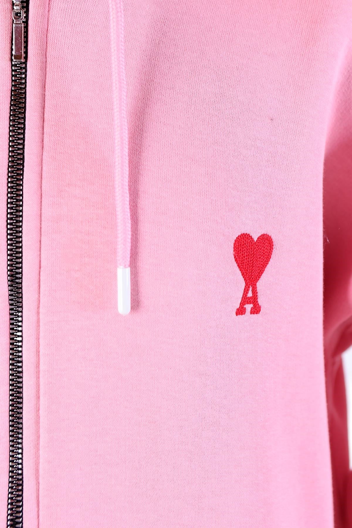 Pembe Kalp Nakış Detay Fermuarlı Sweat 9142M