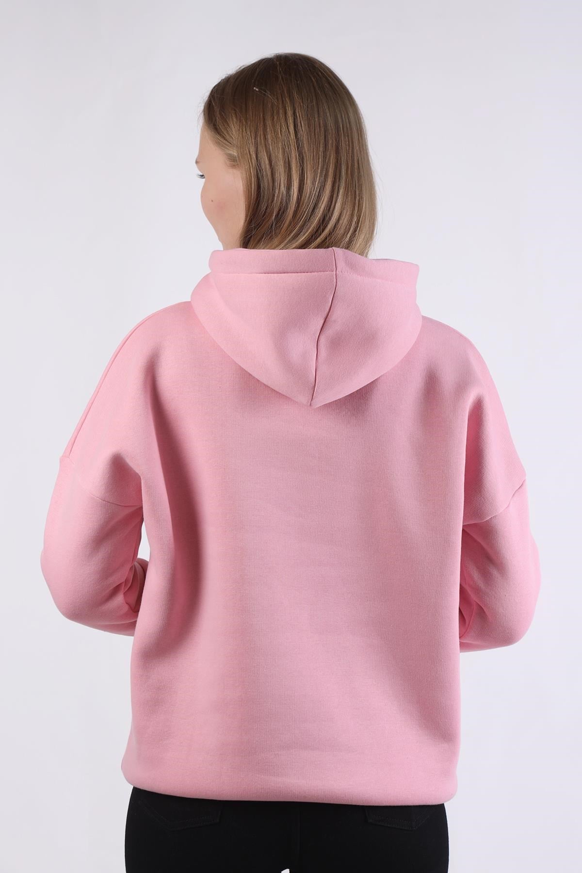 Pembe Kalp Nakışlı Sweat 9154M