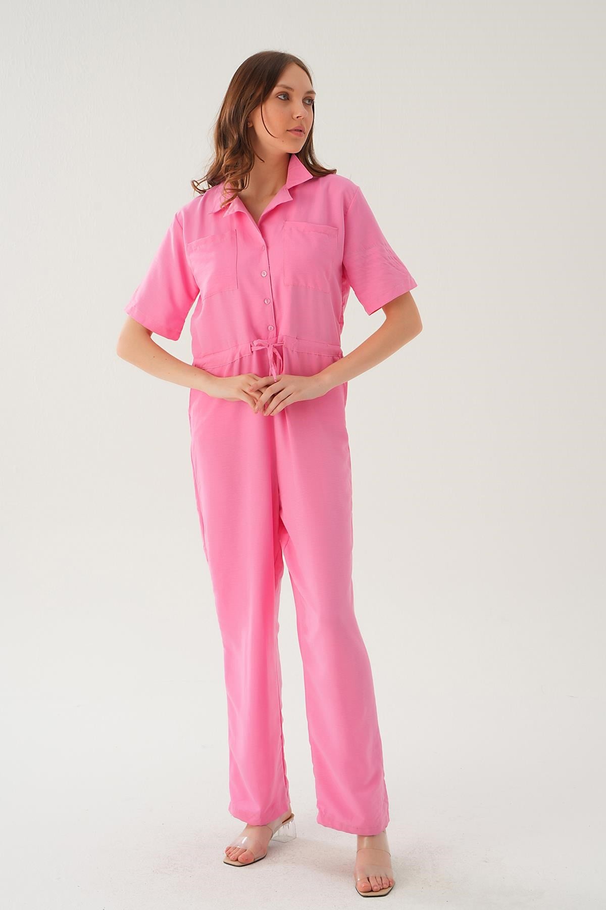 Pembe Kendinden Kemerli Tulum 4057